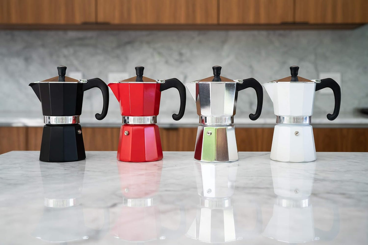 Bellemain Stovetop Espresso Maker, Italian Moka Pot, 6-Cup Silver