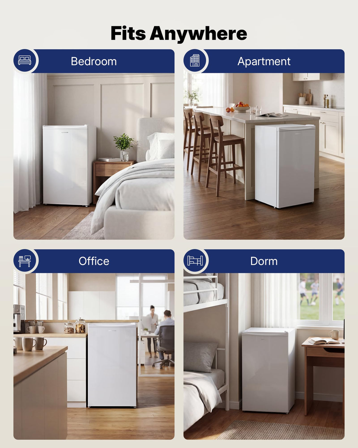 Upstreman 3.2 Cu.Ft Mini Fridge with Freezer, Black-BR321