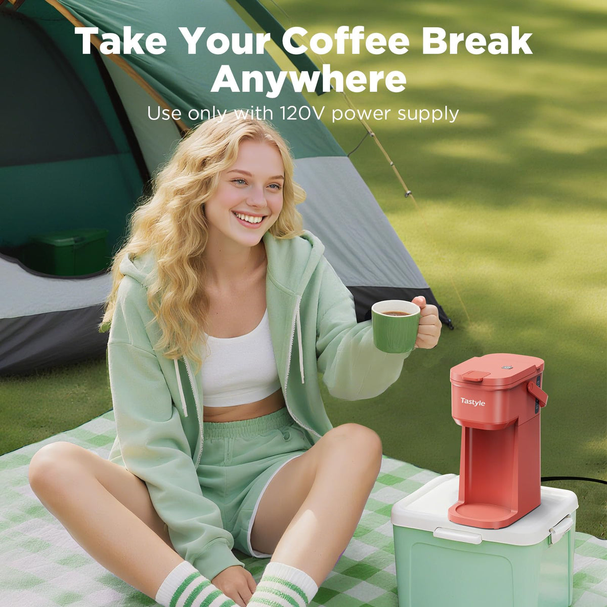 Tastyle Mini Single Serve Coffee Maker for K Cups and Grounds with Handle
