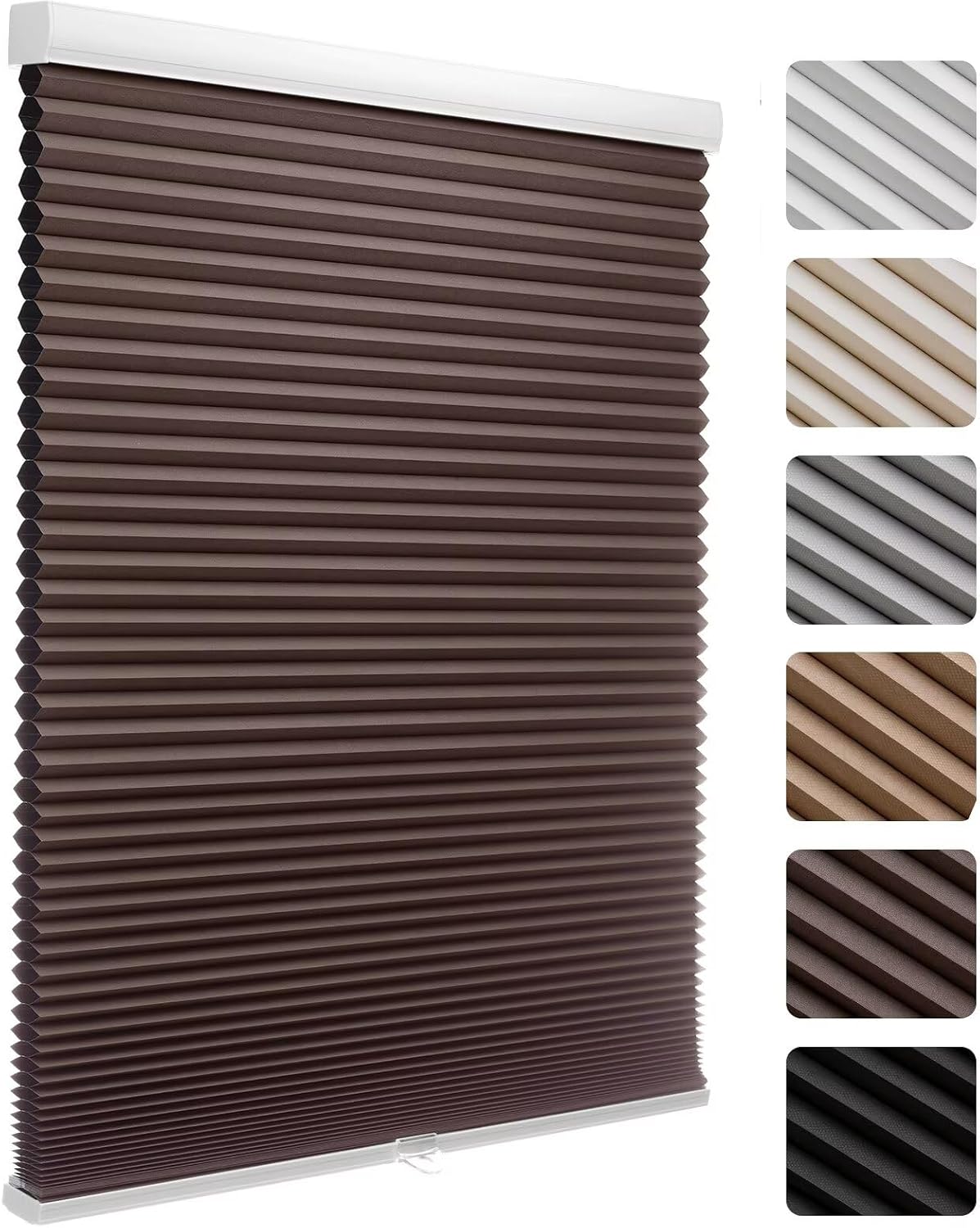 MYshade Cordless Blackout Cellular Shades, 1.5" Honeycomb Window Blinds for Bedroom & Nursery, Thermal Insulated, Noise Reducing, Privacy Shades, Inside or Outside Mount (24" W x 50" H, Light Brown)
