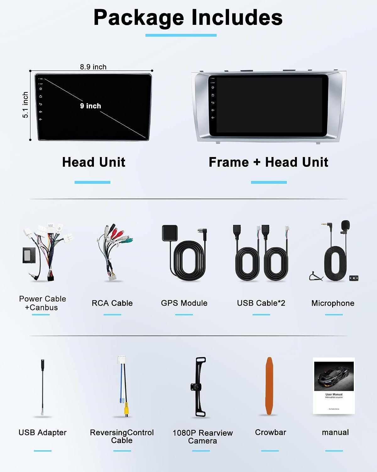64G Car Radio Stereo for Toyota Camry 2006-2011 CarPlay Android Auto