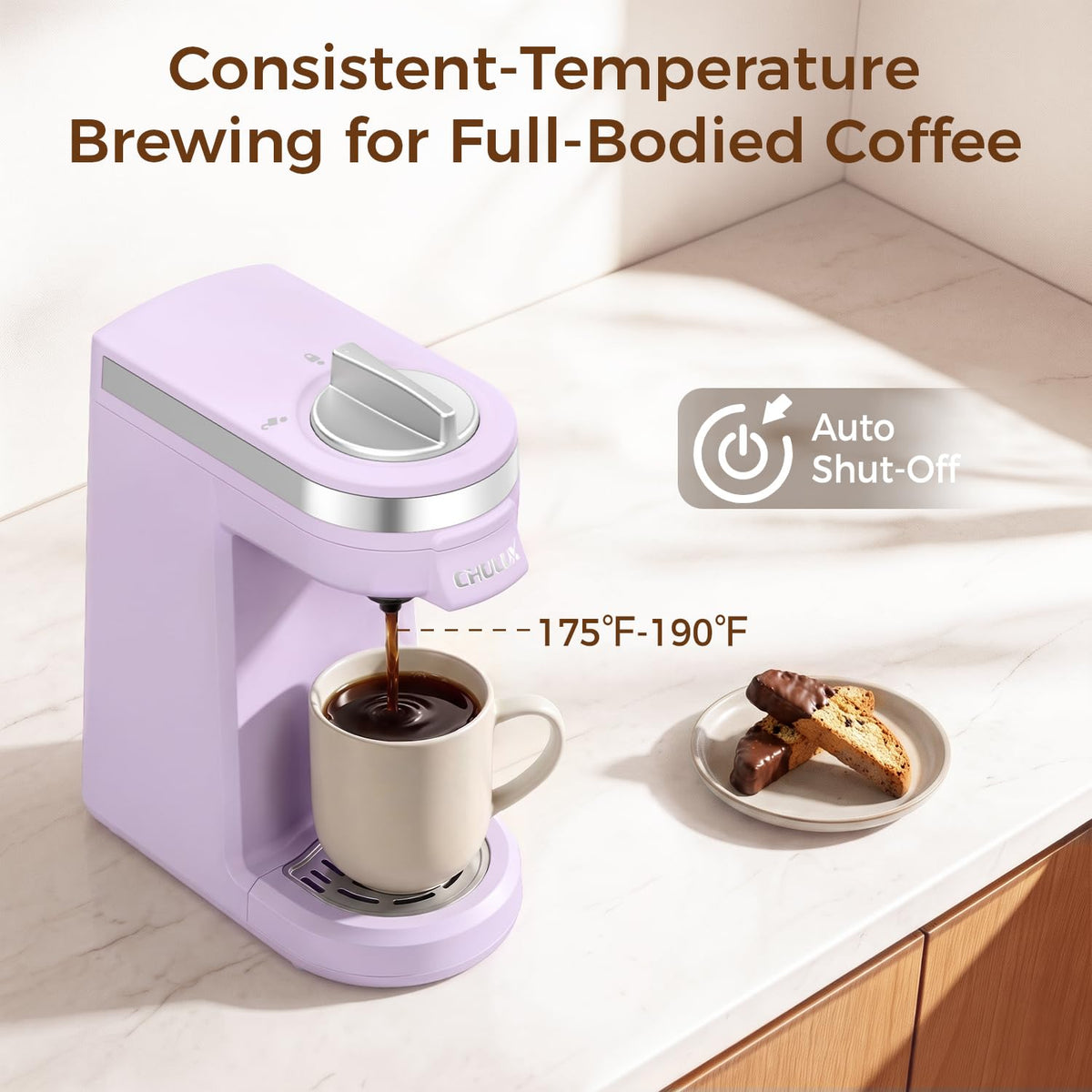 CHULUX Single Serve Coffee Maker for K Cup Pod, Fast-Heating System, Black