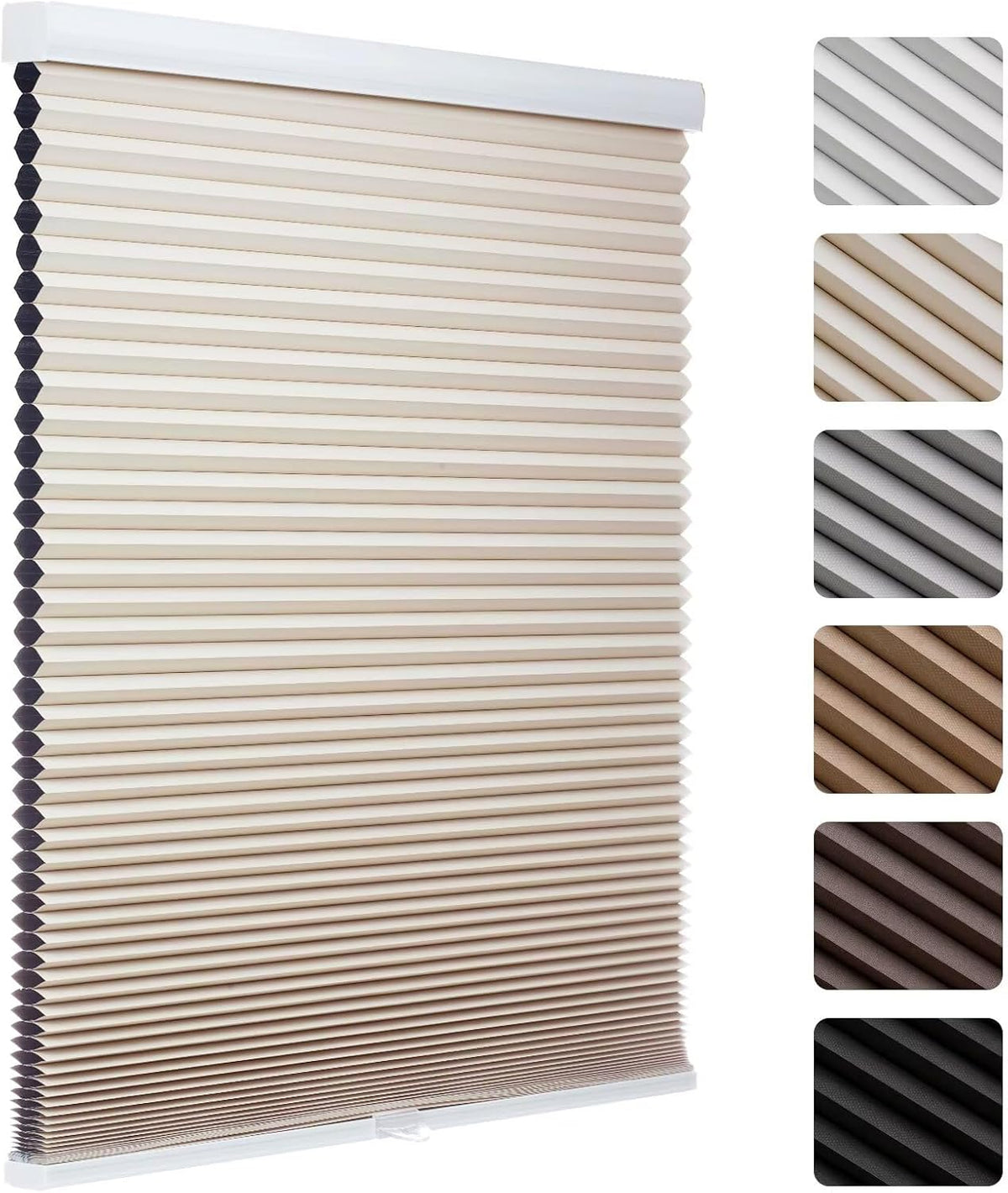 MYshade Cordless Blackout Cellular Shades, 1.5" Honeycomb Window Blinds for Bedroom & Nursery, Thermal Insulated, Noise Reducing, Privacy Shades, Inside or Outside Mount (24" W x 50" H, Light Brown)