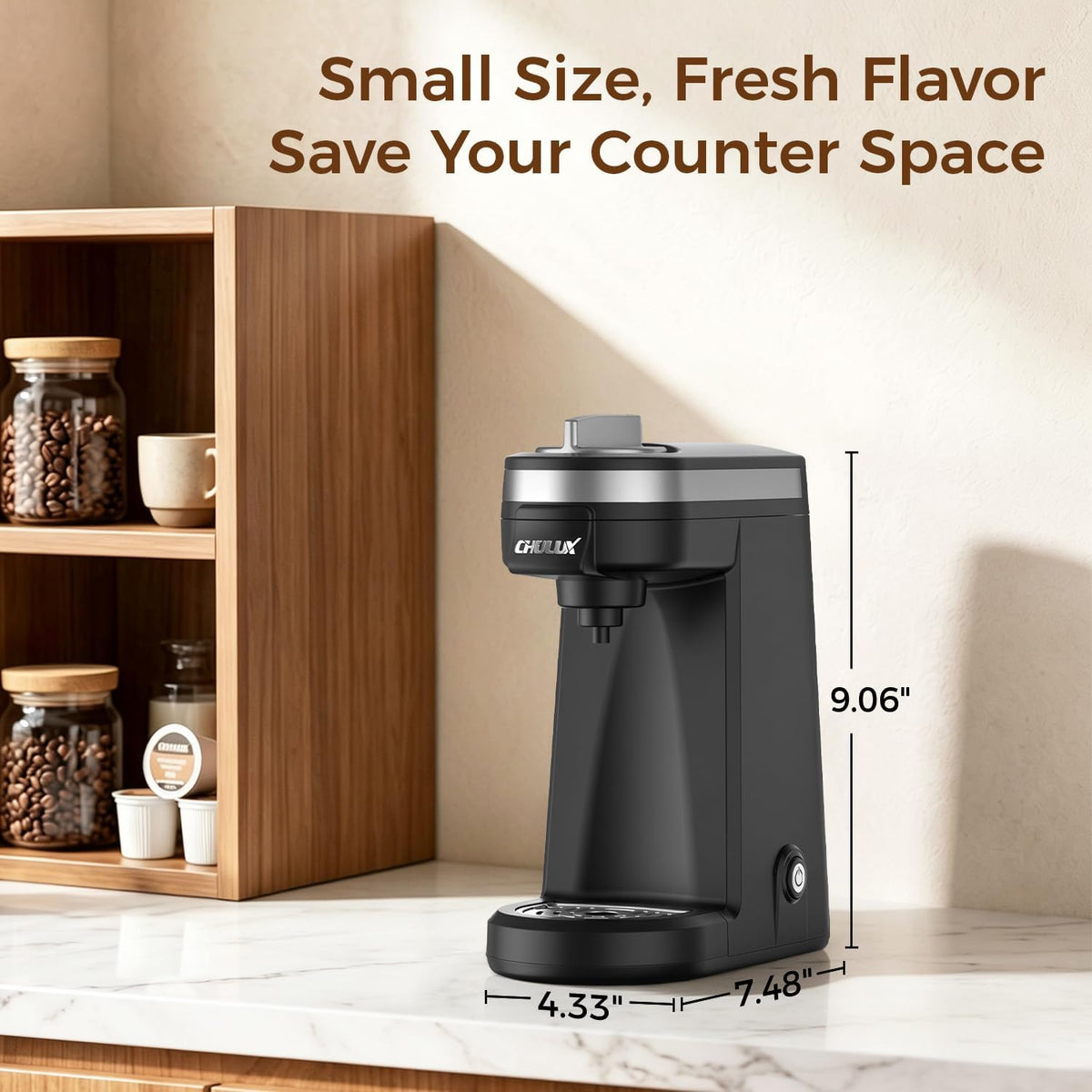 CHULUX Single Serve Coffee Maker for K Cup Pod, Fast-Heating System, Black