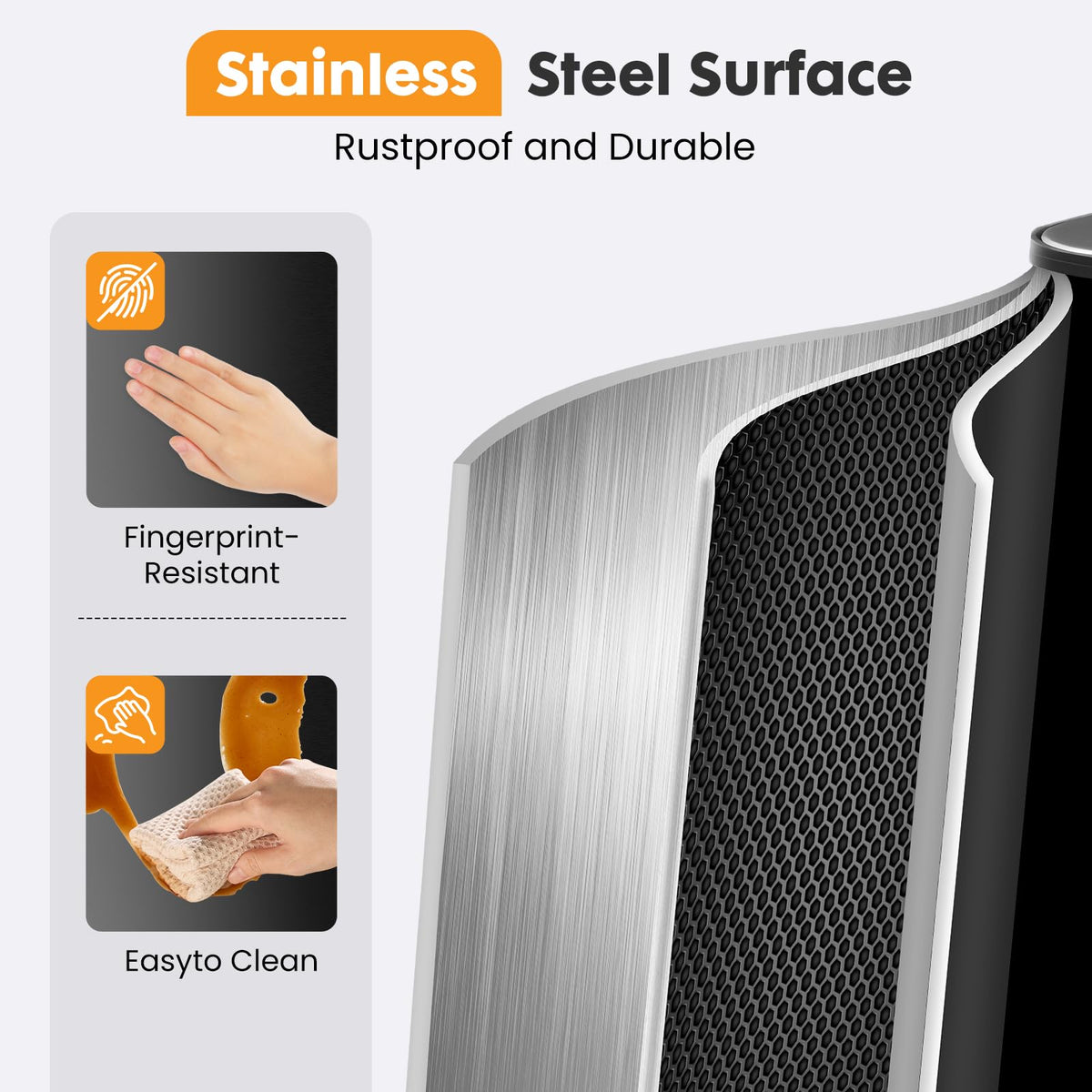 NEWBULIG 16 Gallon Dual Compartment Kitchen Trash Can, Stainless Steel, 60L