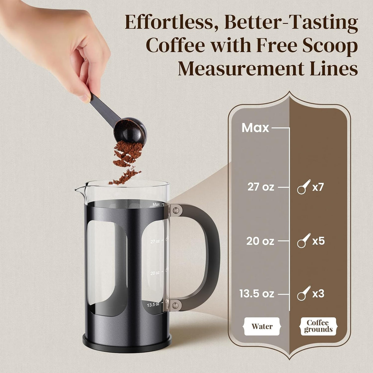 Veken 34oz French Press Coffee Maker, No Plastic Touching Cafe,1 L Cafetera