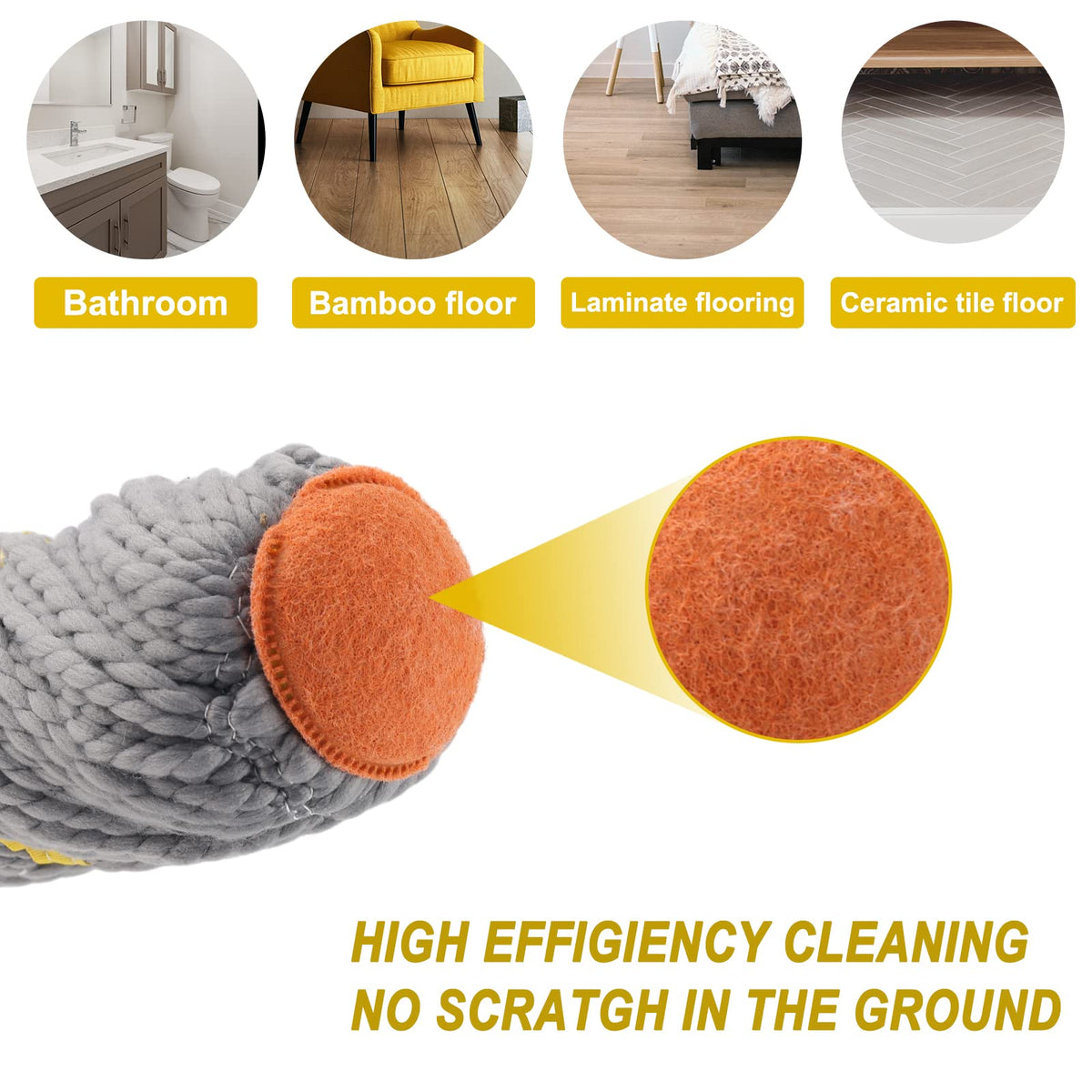 Self-Wringing Twist Mops for Floor Cleaning, Microfiber Floor mop with 57 " Long Handle, Easy Wringing Mop for Hardwood Commercial Household Clean