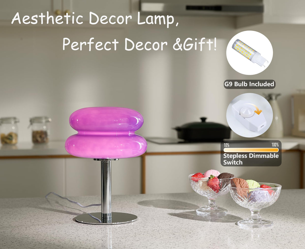Glivpny Mushroom Lamp Table Lamp, Mid Century Modern Bedroom Lamps(Orange)