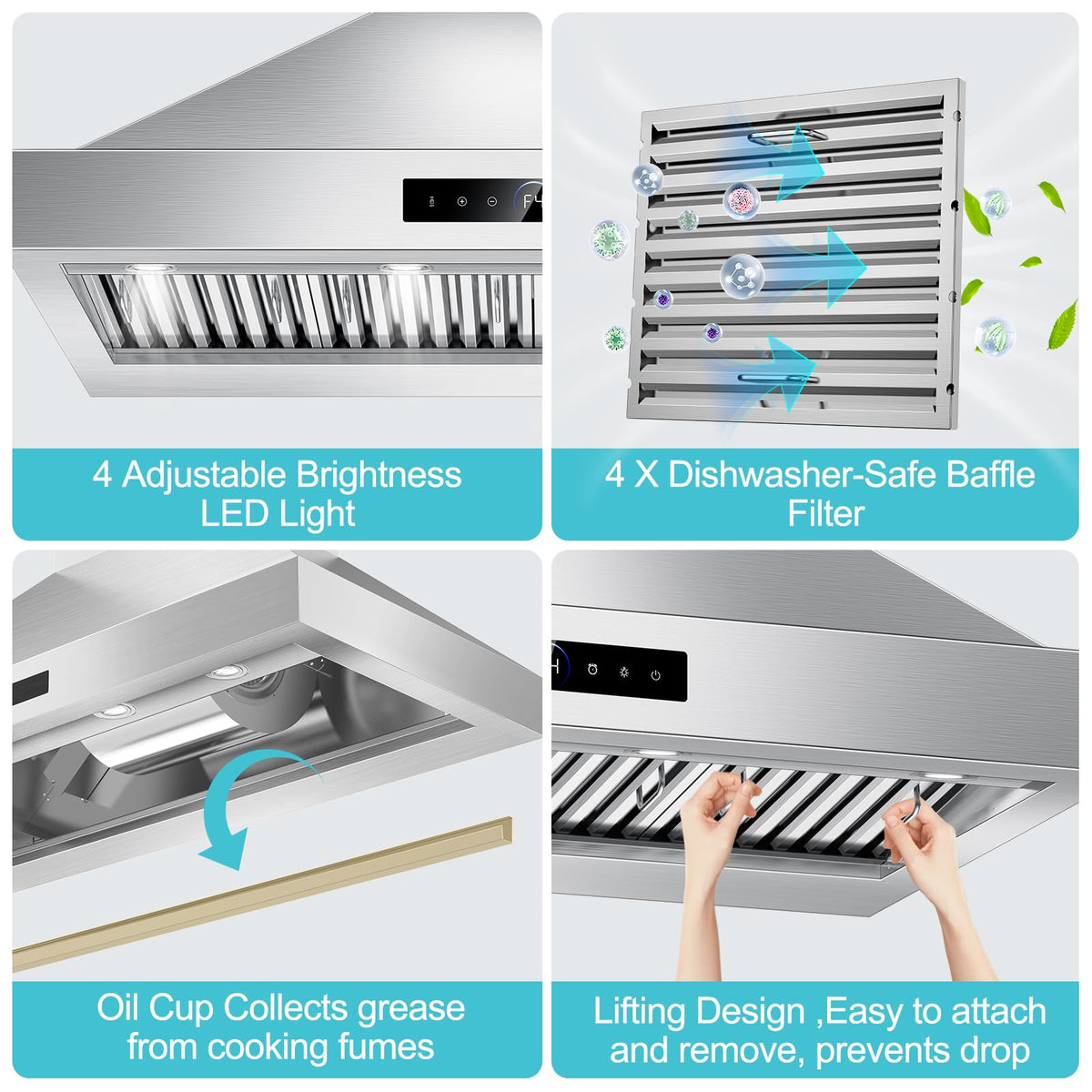 30 inch Under Cabinet Range Hood 1200 CFM Stainless Steel Vent Hoods