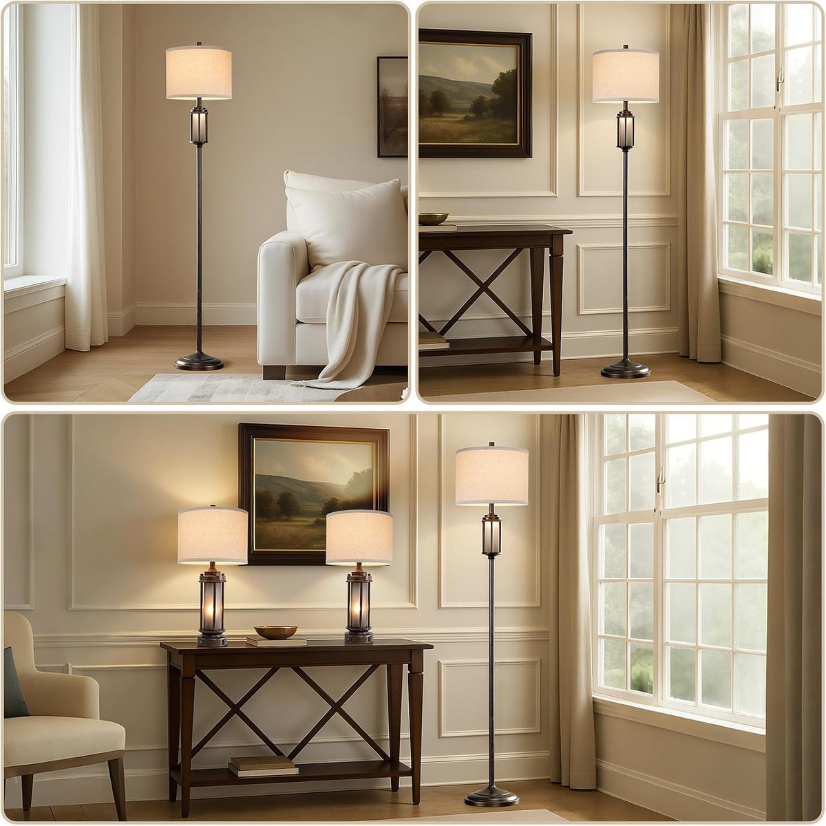 AIEAMPDO 65'' Farmhouse Floor Lamp for Living Room with 2 Light Sources