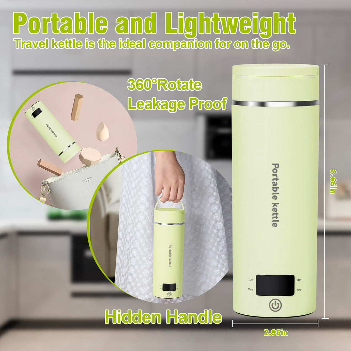 Portable Electric Kettle for Travel 120V, 13.5oz, 4 Temp Settings
