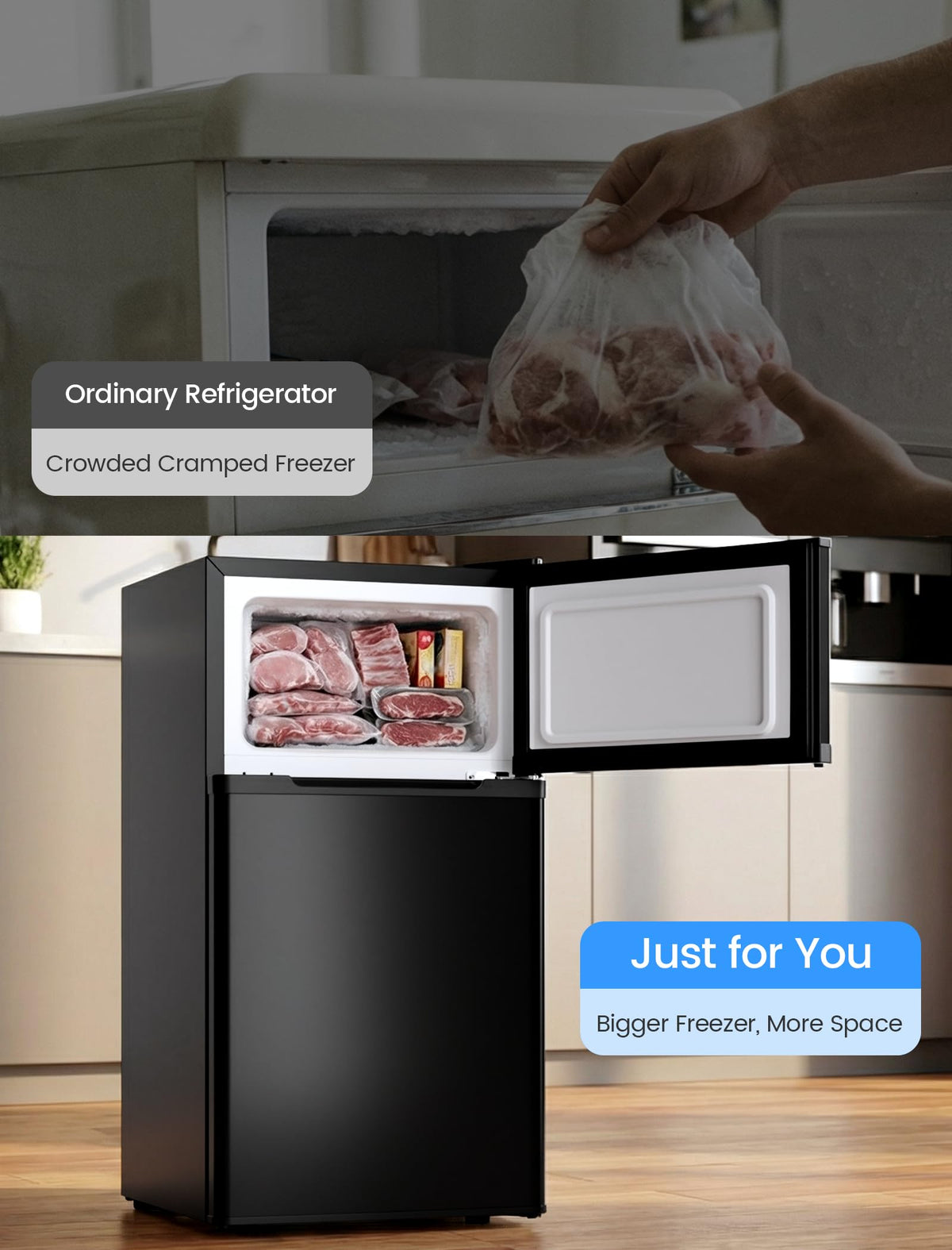 COWSAR 4.5 Cu.Ft Mini Fridge With Freezer for Bedroom Office, Black