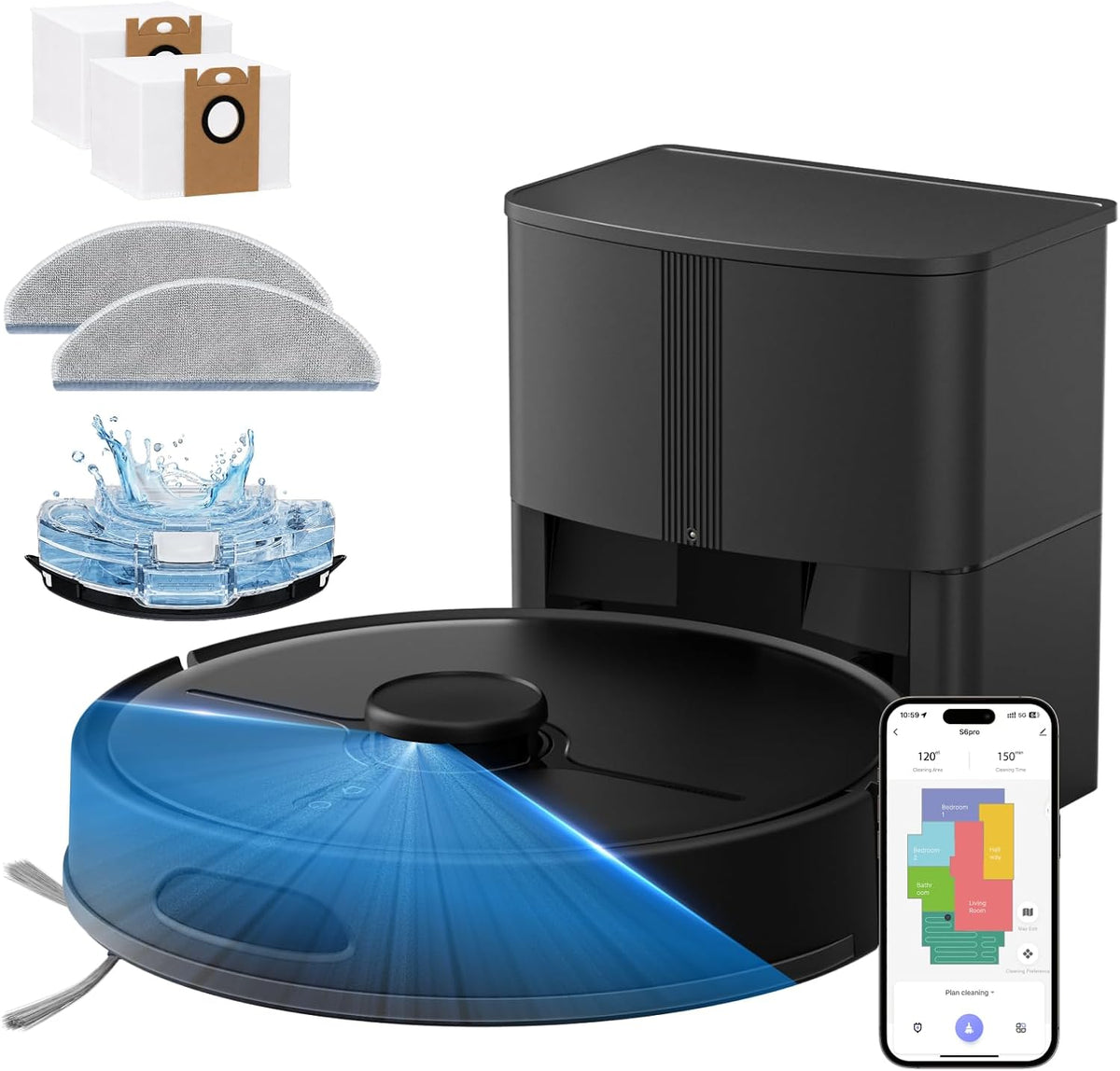 Robot Vacuum and Mop Combo, 8000Pa, Self-Emptying