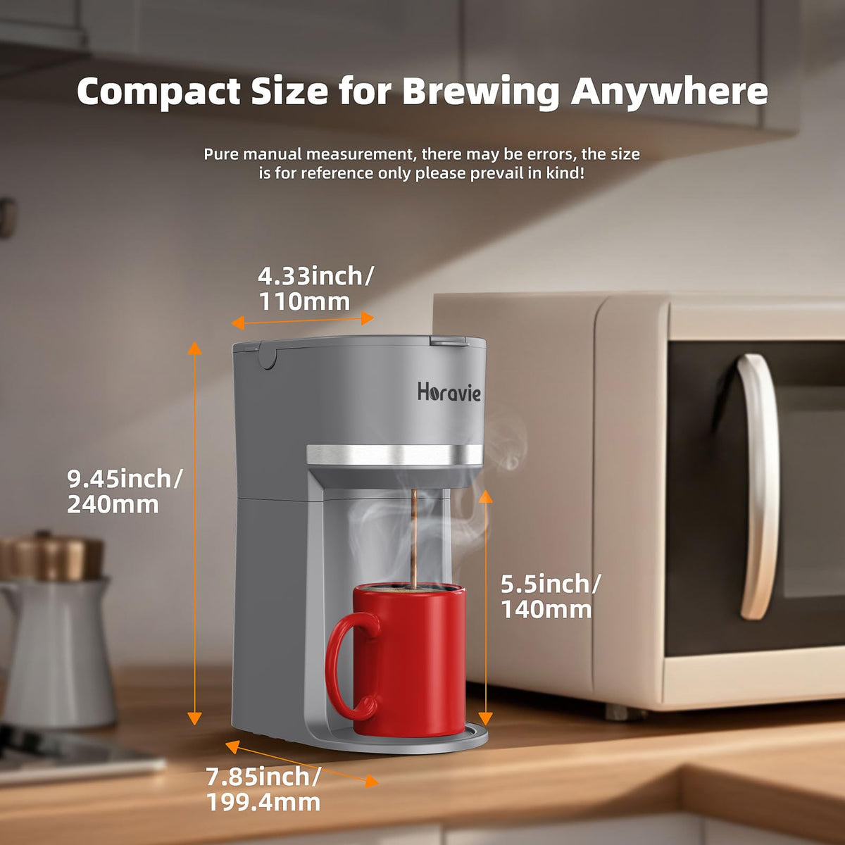 Small Single Serve Coffee Maker for K Cup and Grounds with One Button