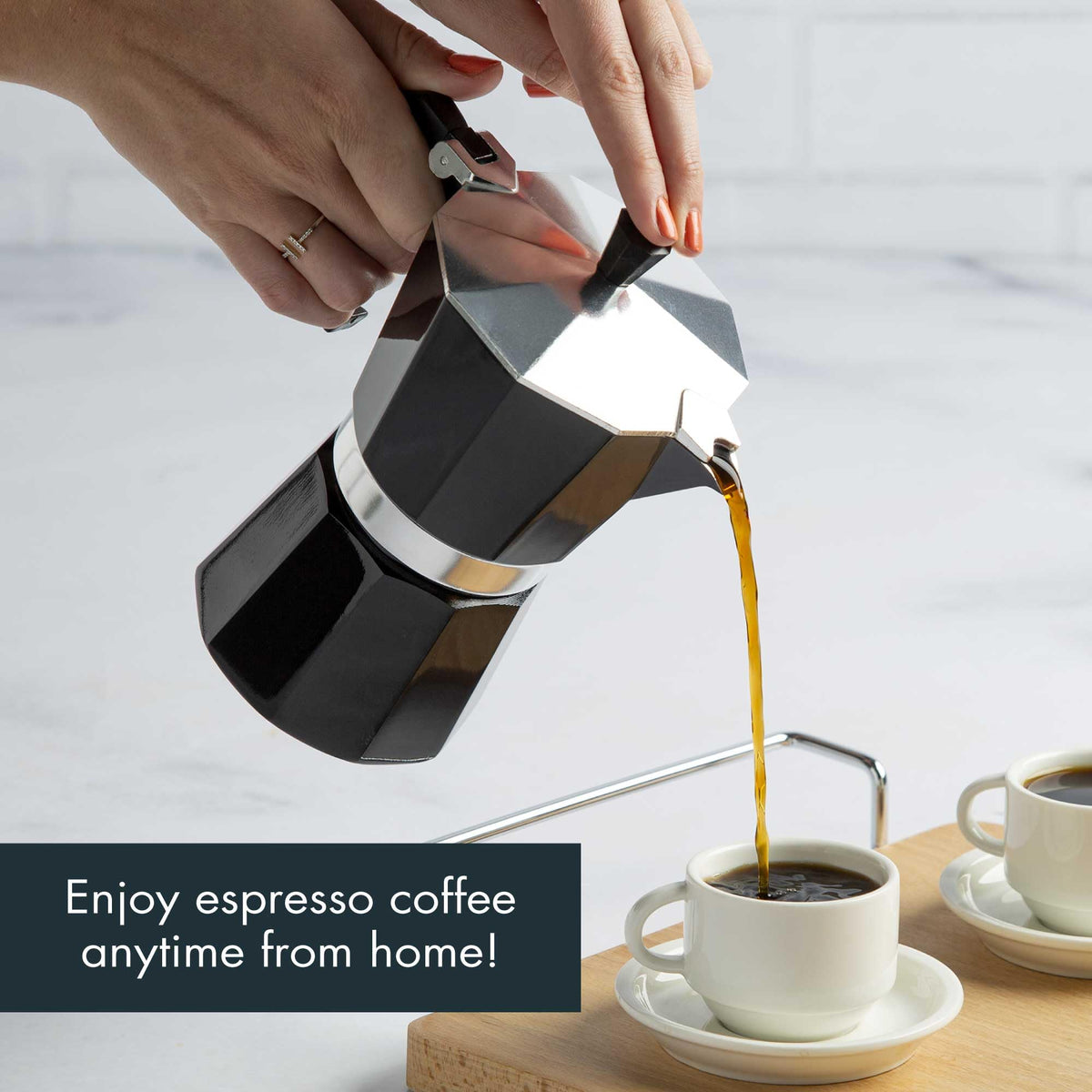 Primula Classic Stovetop Espresso and Coffee Maker, Moka Pot for Italian and Cuban Café Brewing, Greca Coffee Maker, Cafeteras, 9 Espresso Cups, Silver