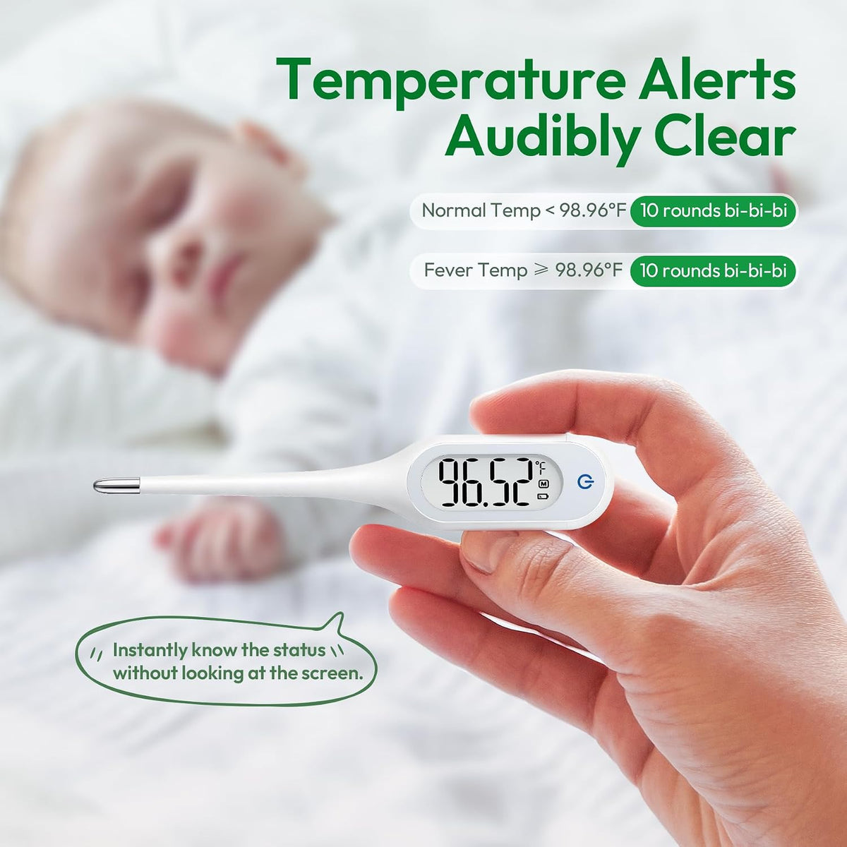 8 Seconds Basal Thermometer for Adult & Kids, Accurate & Safe Thermometer