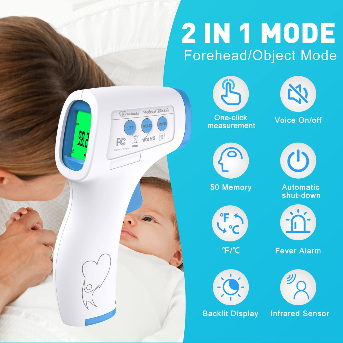 Digital Thermometer for Adults and Kids, No Touch Forehead Thermometer