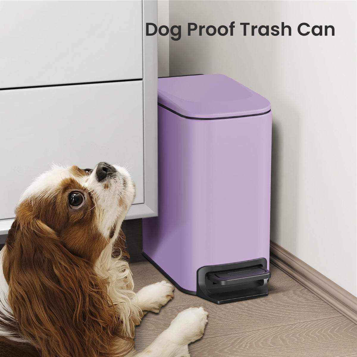 Cesun Small Bathroom Trash Can with Lid, 1.6 Gal, Soft Close, Matte Black