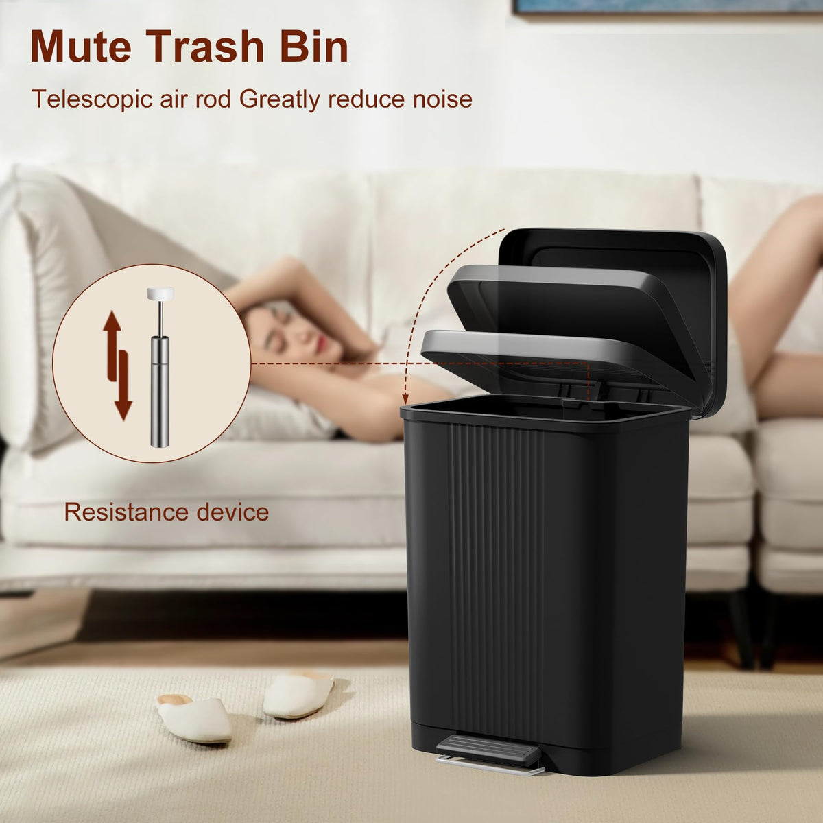PayLessHere | 13G Trash Can with Lid | Steel | Removable Inner Bucket