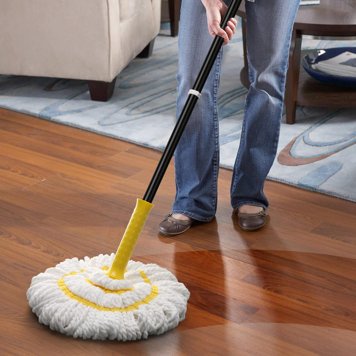 Self-Wringing Twist Mops for Floor Cleaning, Microfiber Floor mop with 57 " Long Handle, Easy Wringing Mop for Hardwood Commercial Household Clean