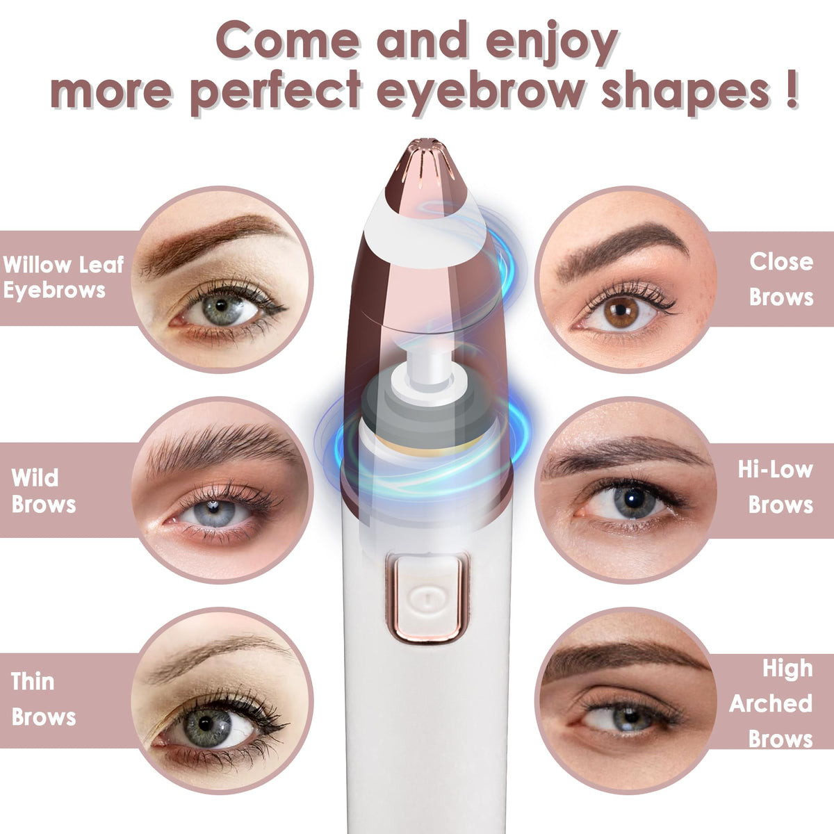 gurelax Eyebrow Hair Remover, Electric Eyebrow Trimmer for Women,Face and Eye Brow Razor with LED Light for Women Rechargeable with 2 x Replacement Heads (White)