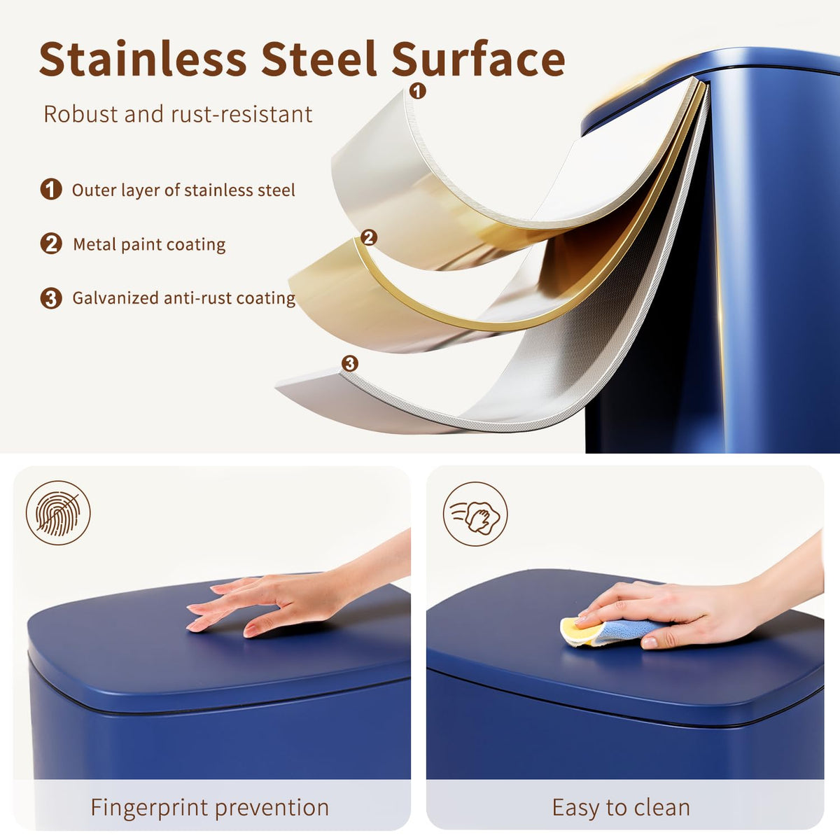 PayLessHere | 13G Trash Can with Lid | Steel | Removable Inner Bucket