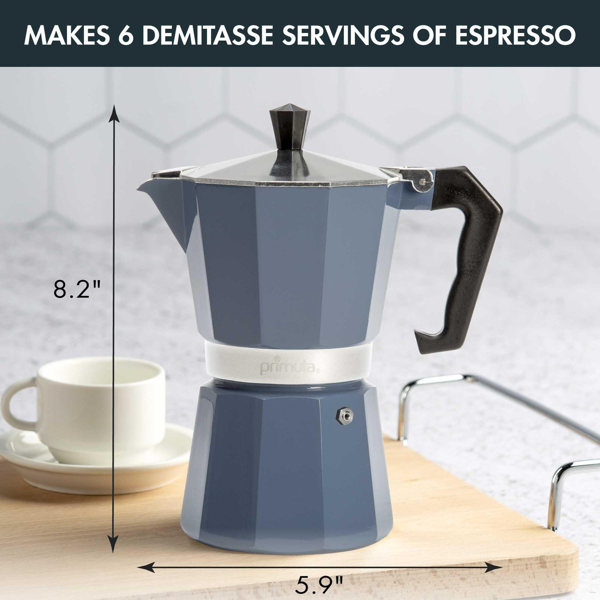 Primula Classic Stovetop Espresso and Coffee Maker, Moka Pot for Italian and Cuban Café Brewing, Greca Coffee Maker, Cafeteras, 9 Espresso Cups, Silver
