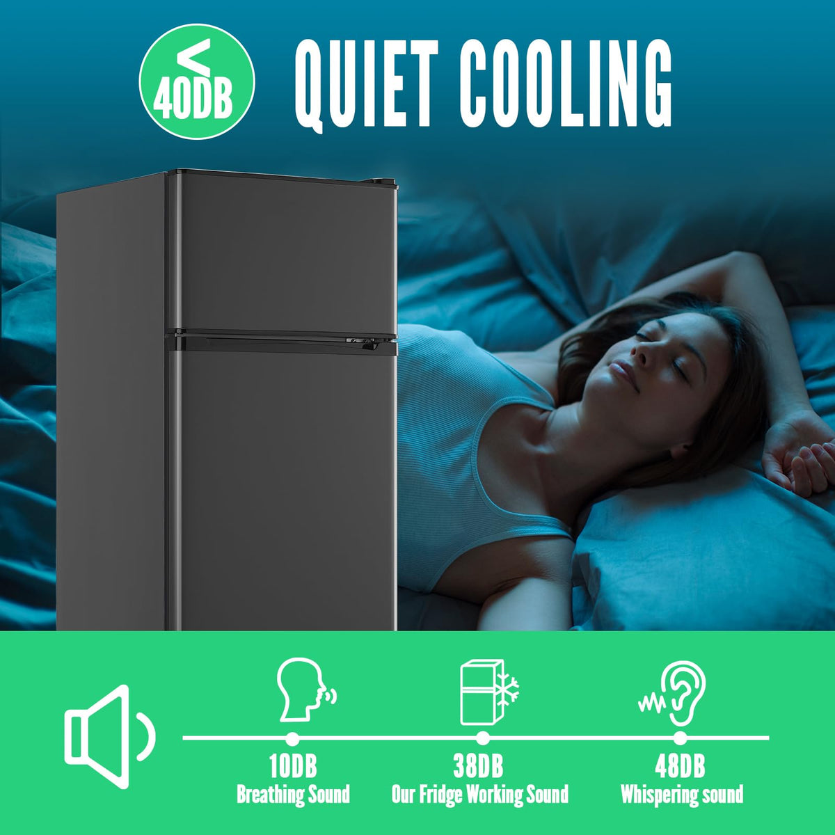 Mini Fridge with Freezer, 3.5 cubic feet 2- Doors Small Refrigerator Features 7 Gear Mechanical Control, Side Bottle Rack, Ideal for Dorm, Kitchen, Apartment, Office, Silver