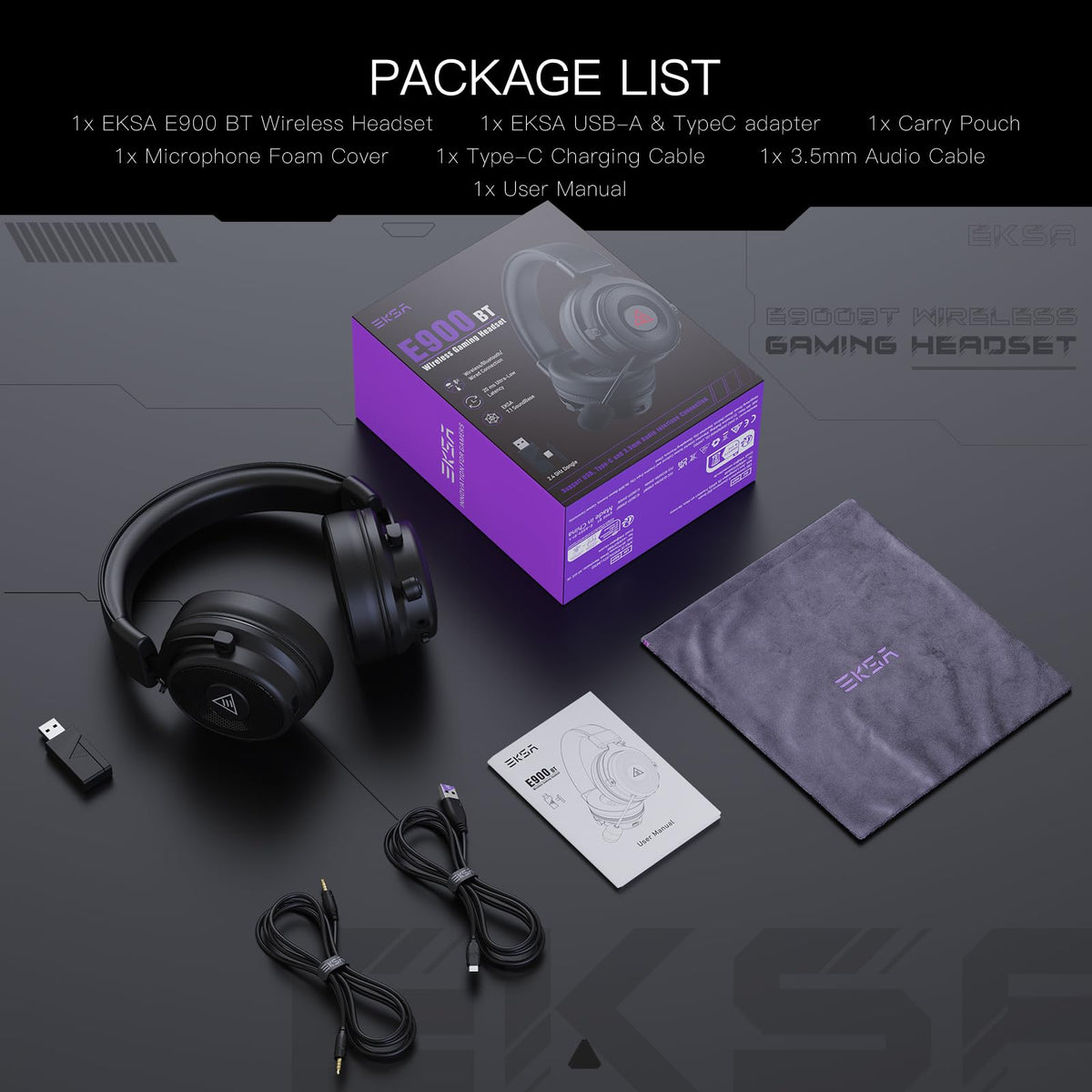 EKSA E900 Pro USB Gaming Headset for PC, 7.1 Surround Sound, 50MM Driver