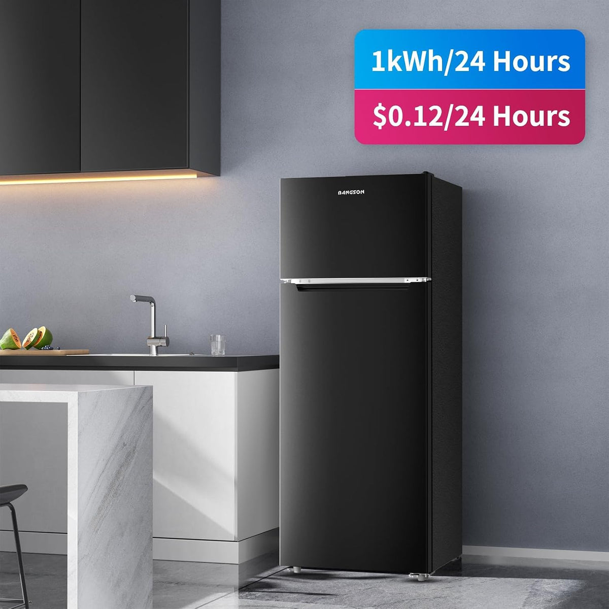 7.7 Cu.Ft Refrigerator with Top Freezer Apartment Size Black