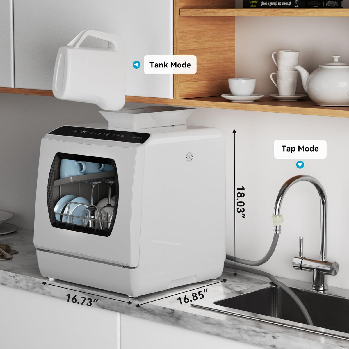 Hermitlux Countertop Dishwasher, 5 Place Settings Portable Dishwashers Mini