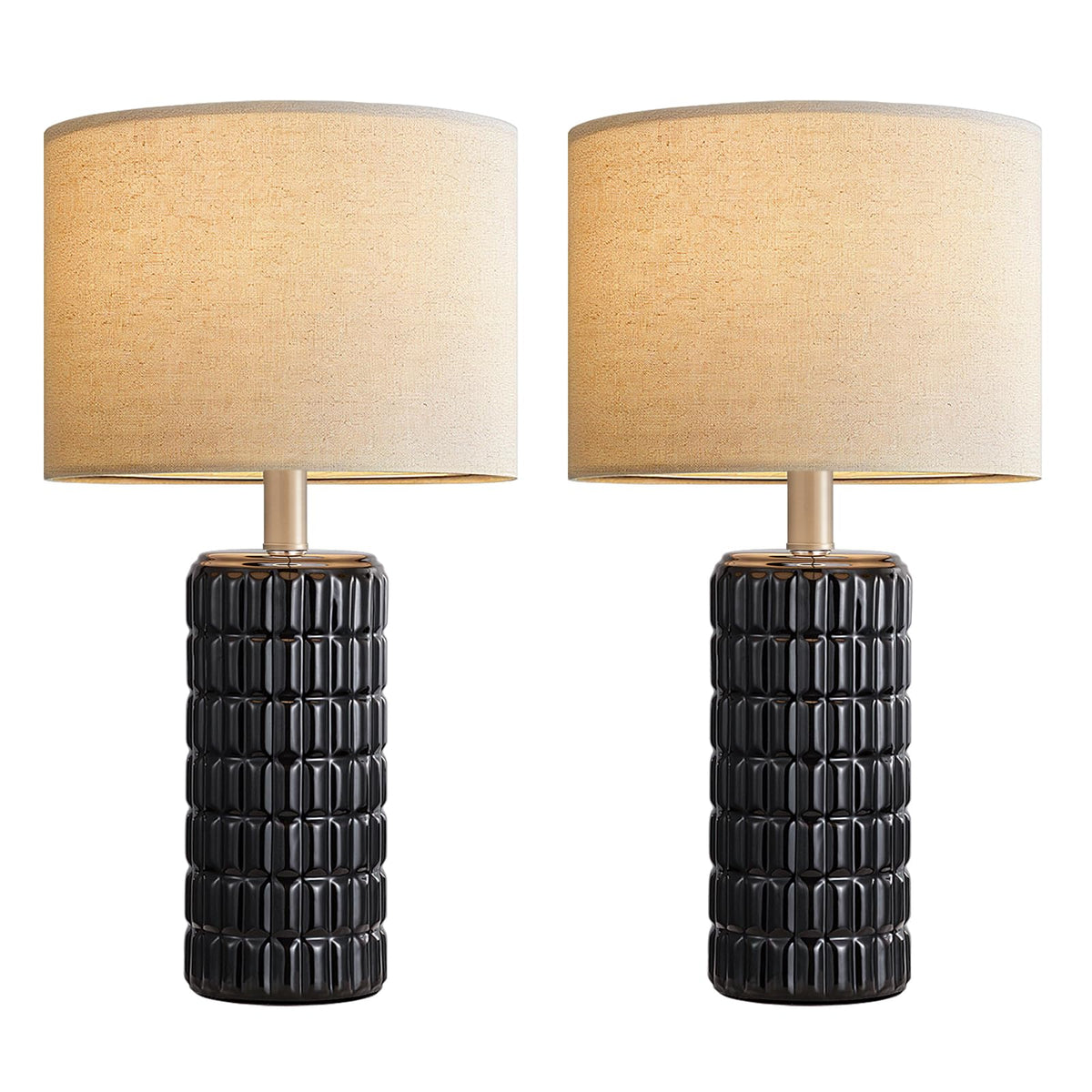 Seealle 23" Modern Ceramic Table Lamps Set of 2, Lamps for Bedroom, White
