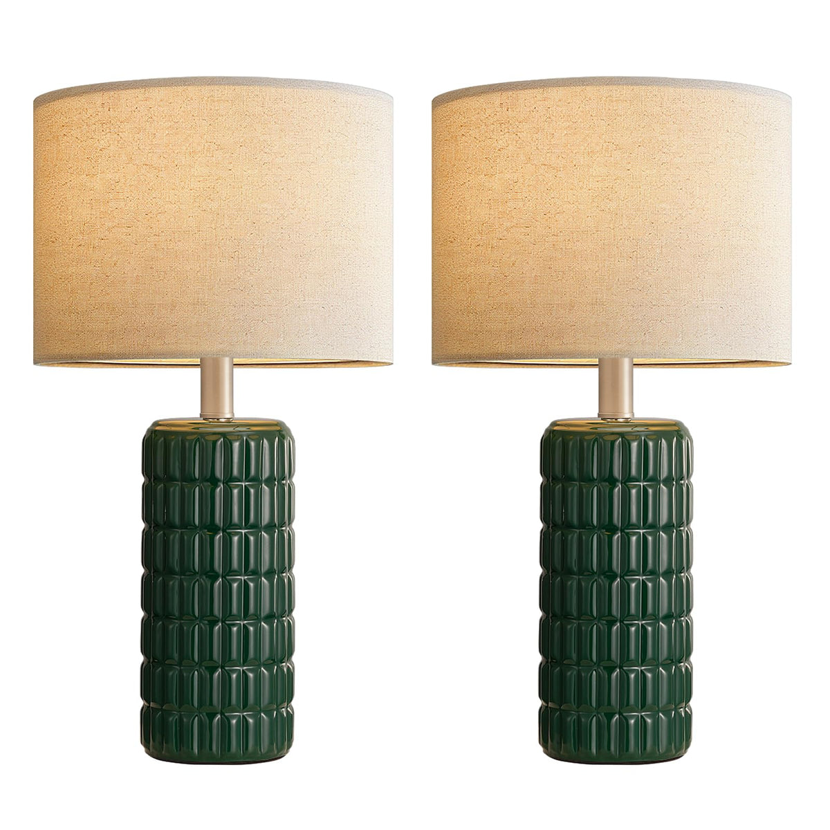 Seealle 23" Modern Ceramic Table Lamps Set of 2, Lamps for Bedroom, White