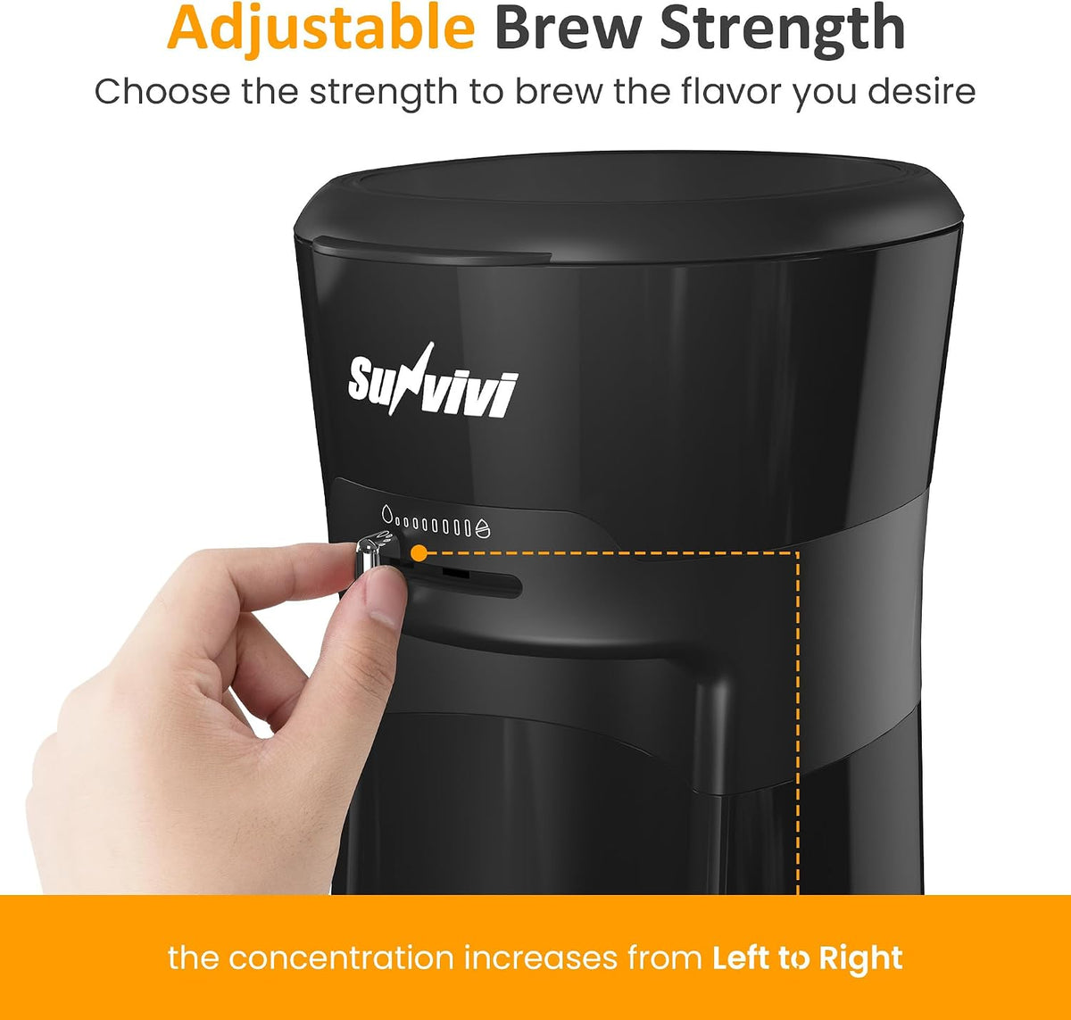 SUNVIVI 20Oz Iced Tea Coffee Maker with Reusable Filter - Small,Hot Brew