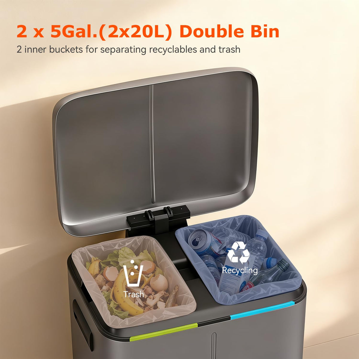 PayLessHere | 13G Trash Can with Lid | Steel | Removable Inner Bucket