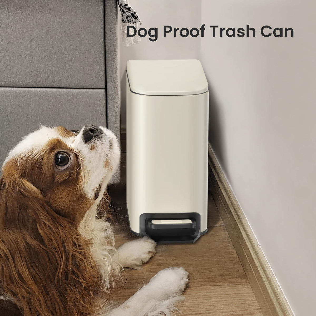 Cesun Small Bathroom Trash Can with Lid, 1.6 Gal, Soft Close, Matte Black