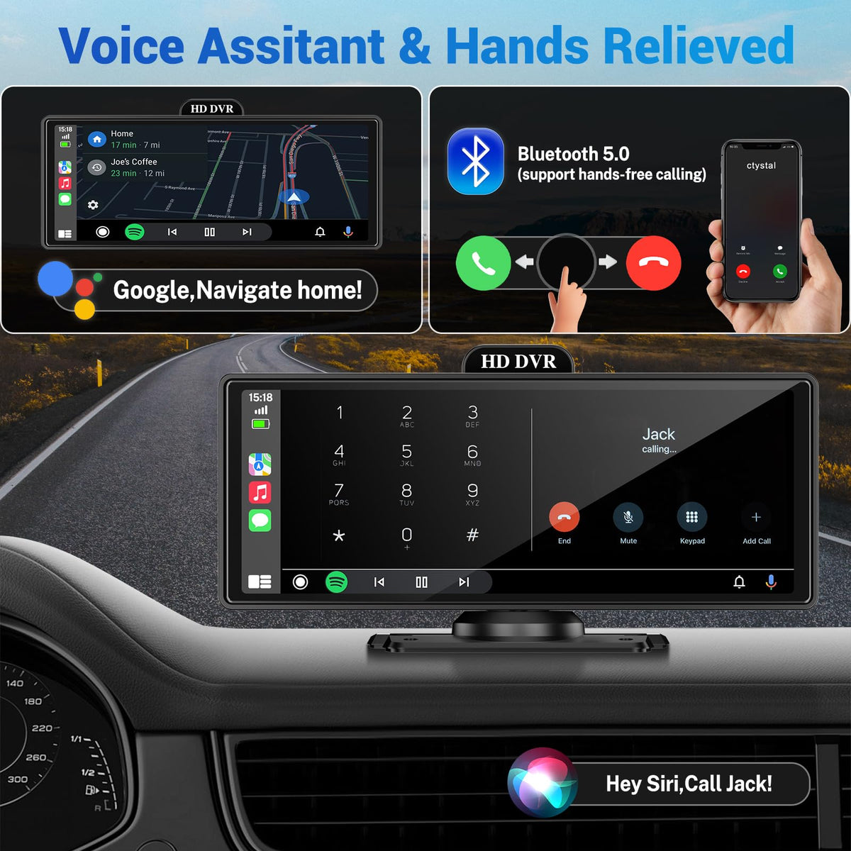 9" Wireless Apple Carplay Screen for Car with OTA Update, Backup Camera