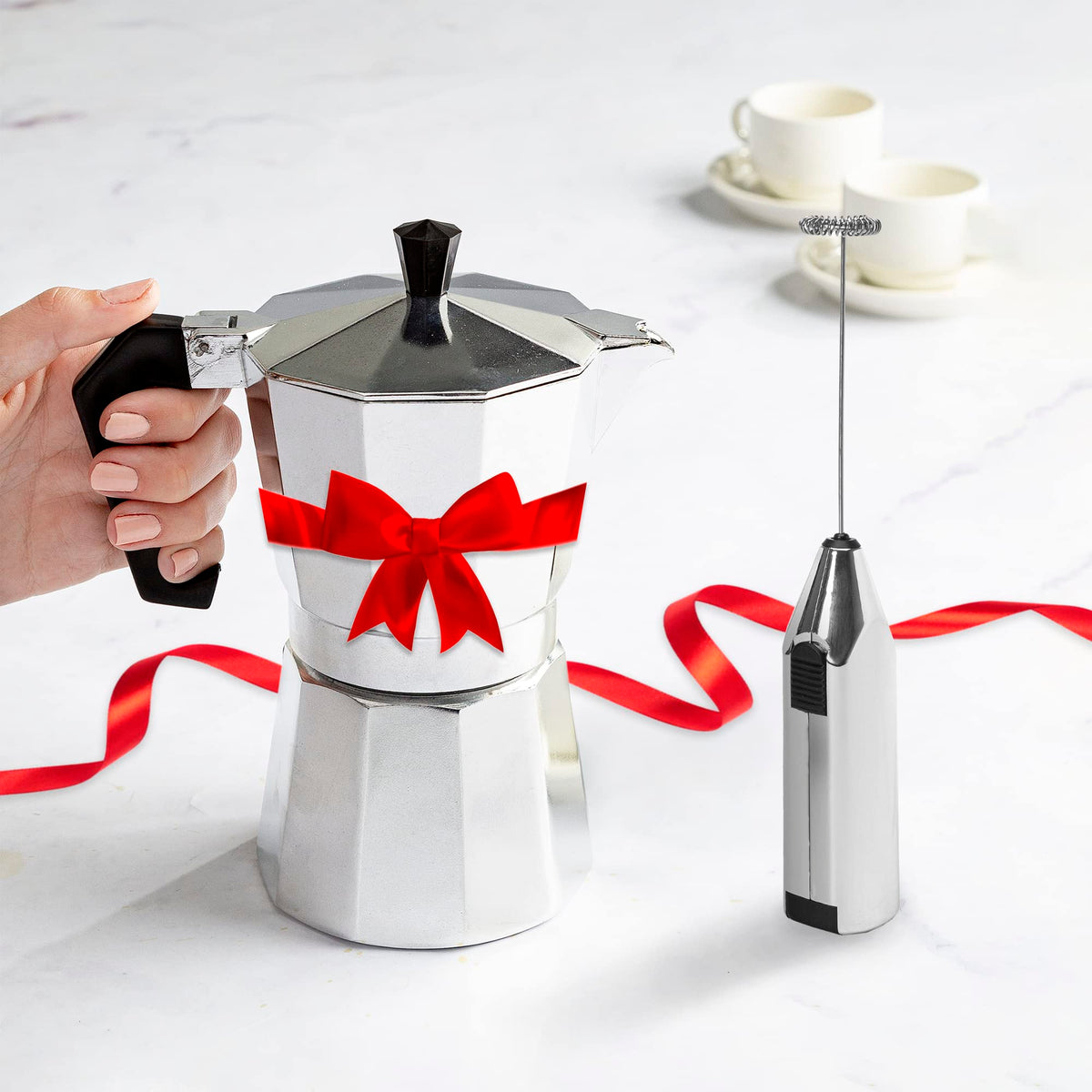 Primula Classic Stovetop Espresso and Coffee Maker, Moka Pot for Italian and Cuban Café Brewing, Greca Coffee Maker, Cafeteras, 9 Espresso Cups, Silver