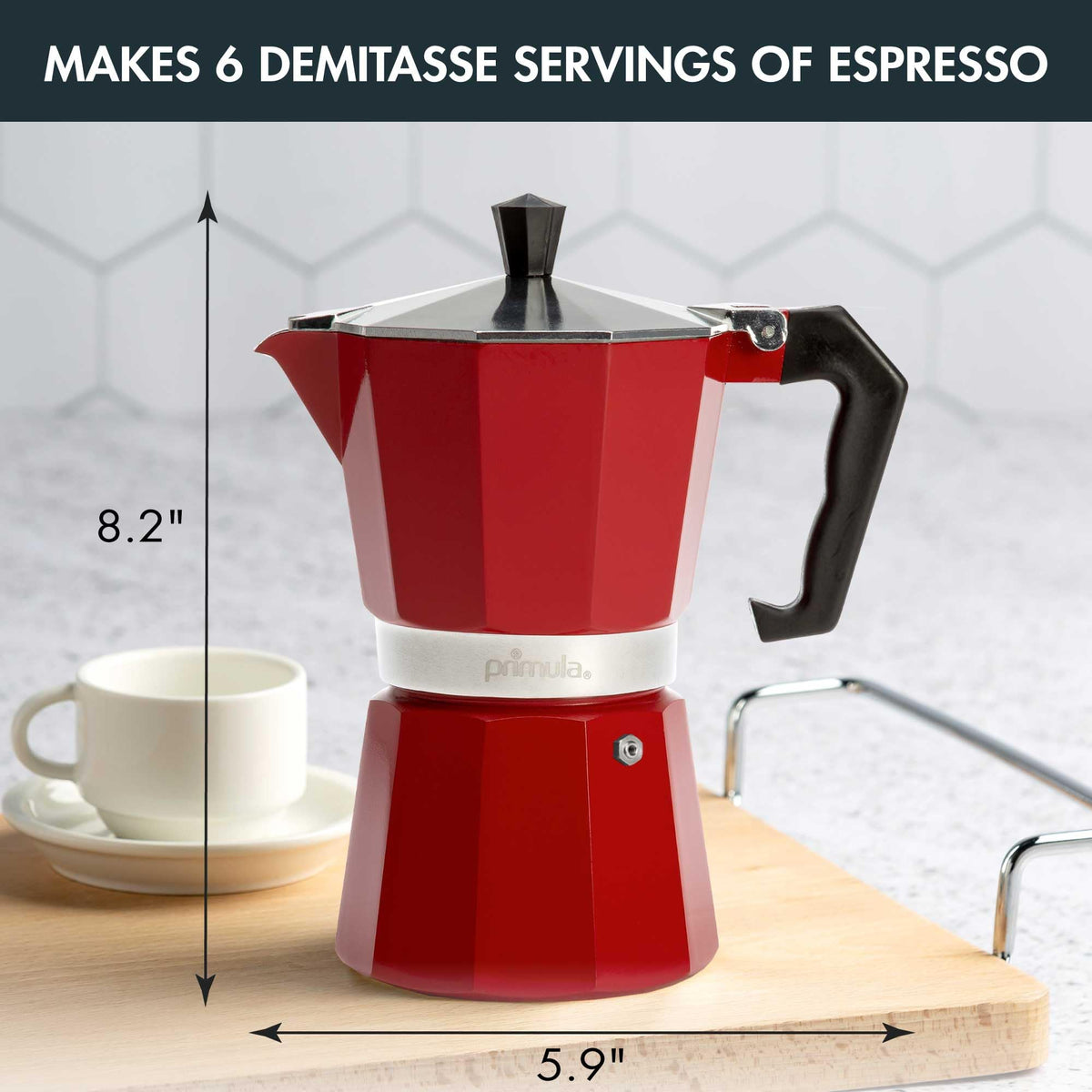 Primula Classic Stovetop Espresso and Coffee Maker, Moka Pot for Italian and Cuban Café Brewing, Greca Coffee Maker, Cafeteras, 9 Espresso Cups, Silver