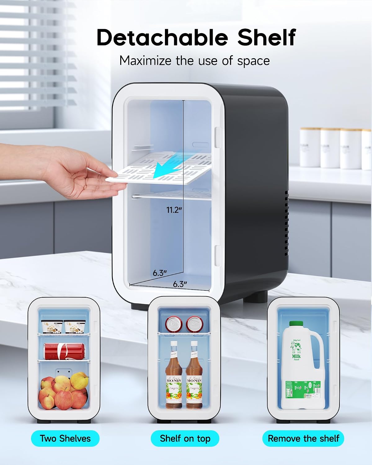 Mini Fridge,6 Liter / 8 Can Small Fridge for Bedroom, Car, Office