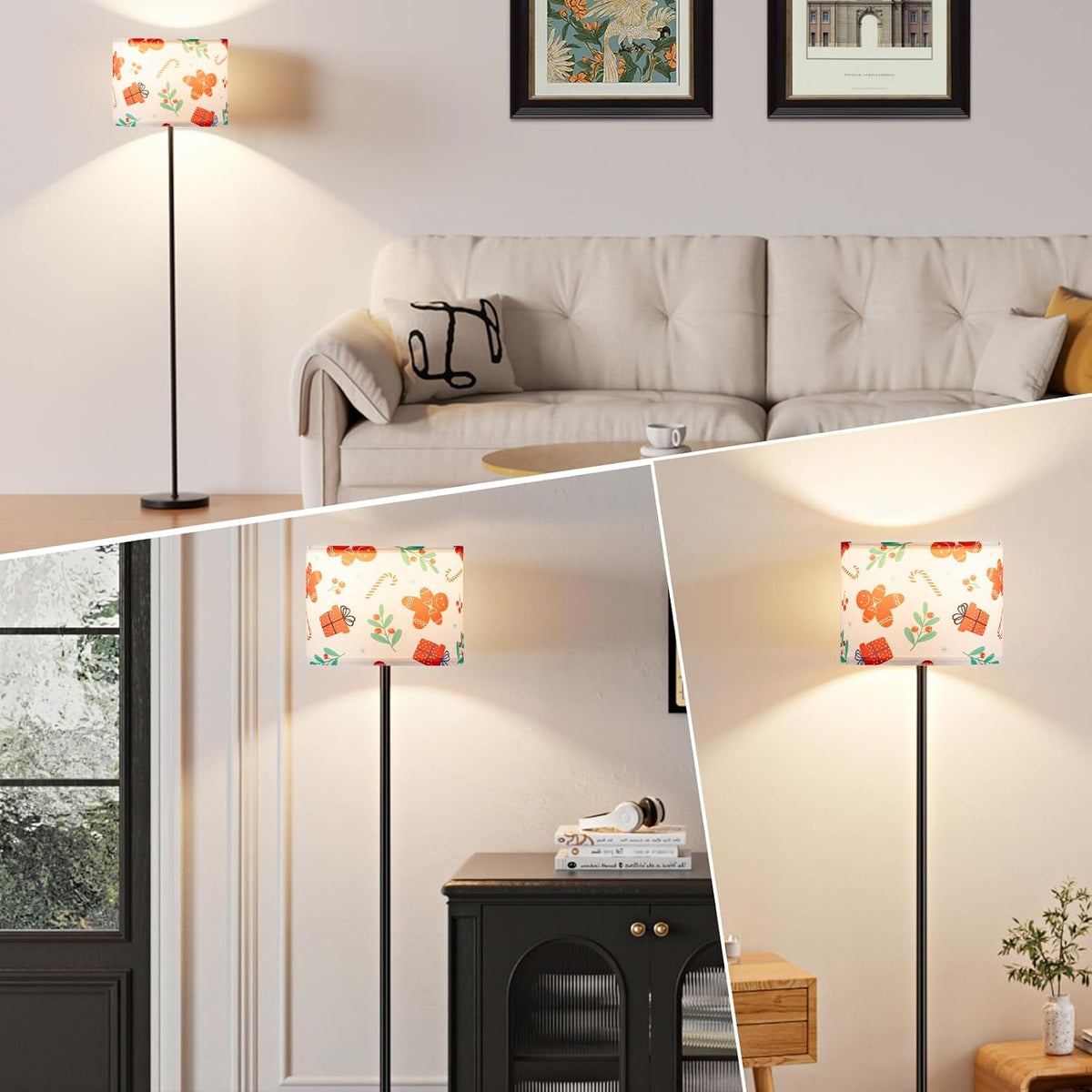 Modern Floor Lamp Simple Design with White Shade & Foot Pedal Switch