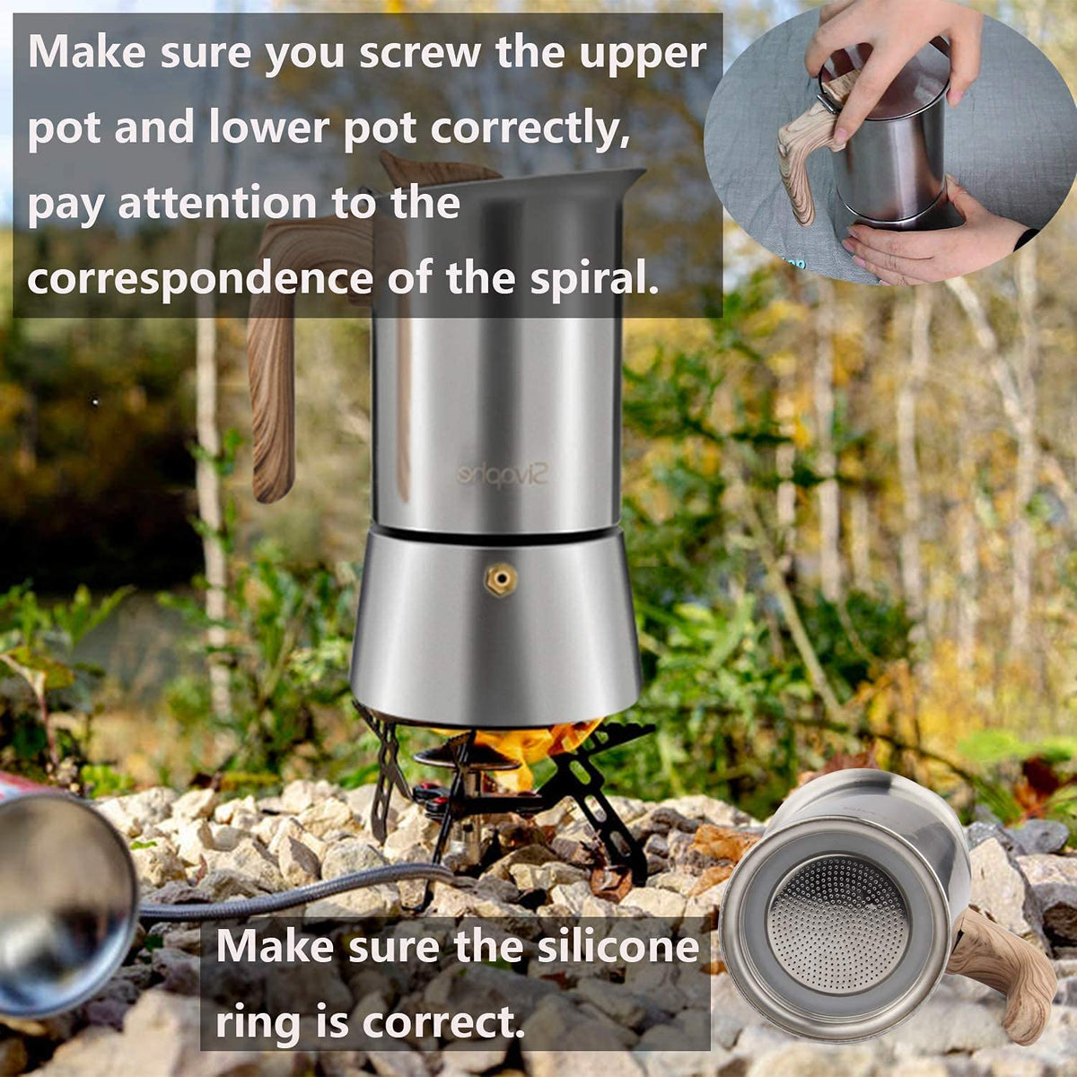 Sivaphe4 cups Stainless Steel Stovetop Espresso Coffee Maker | Induction Support 10 oz Intalian Moka Pot | Durable Cuban Coffee Maker 200ml(1 Cup=50ml)