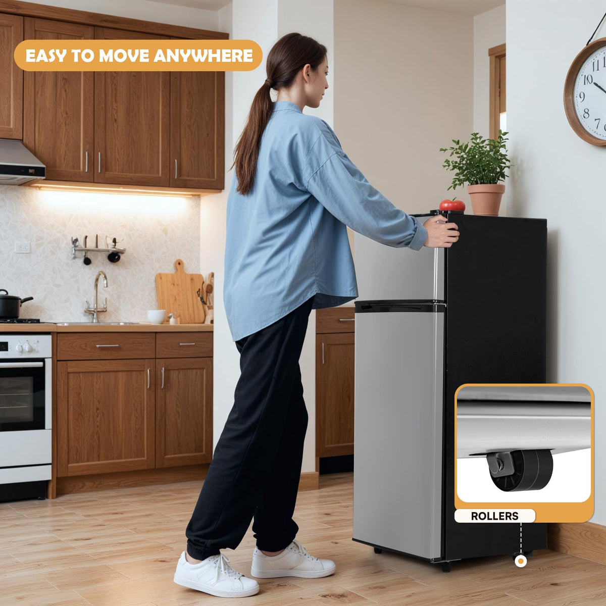4.5 Cu.Ft Mini Fridge Freezer for Dorm/Office, 2-Door, Quiet