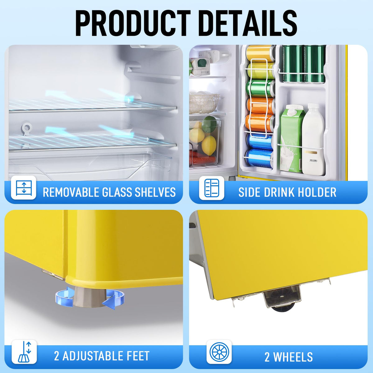 Mini Fridge with Freezer, 3.5 cubic feet 2- Doors Small Refrigerator Features 7 Gear Mechanical Control, Side Bottle Rack, Ideal for Dorm, Kitchen, Apartment, Office, Silver