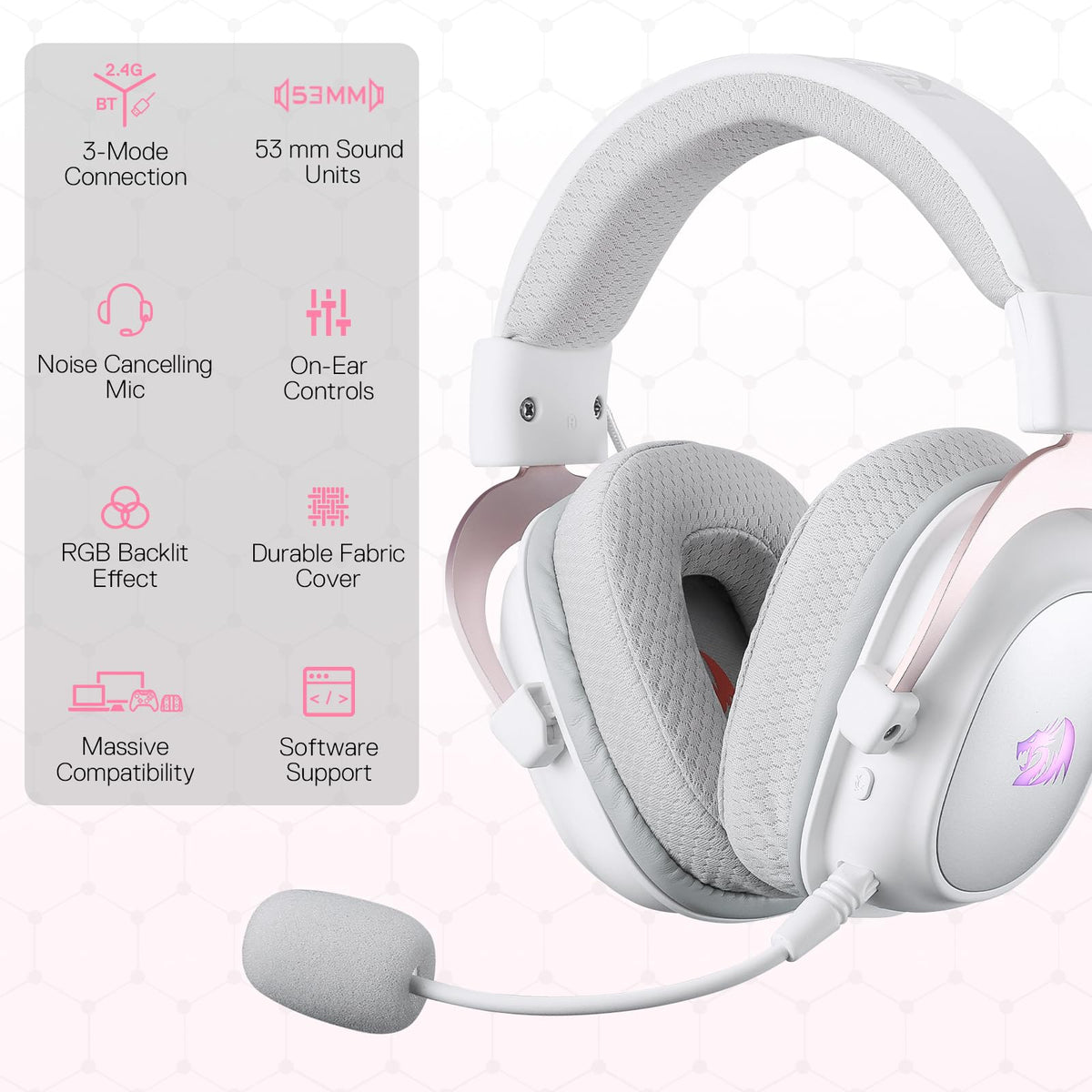 Redragon H510 Zeus Wired Gaming Headset - 7.1 Surround Sound - Memory Foam Ear Pads - 53MM Drivers - Detachable Microphone, Works for Multi-Platforms PC, PS4/3 & Xbox One/Series X, NS