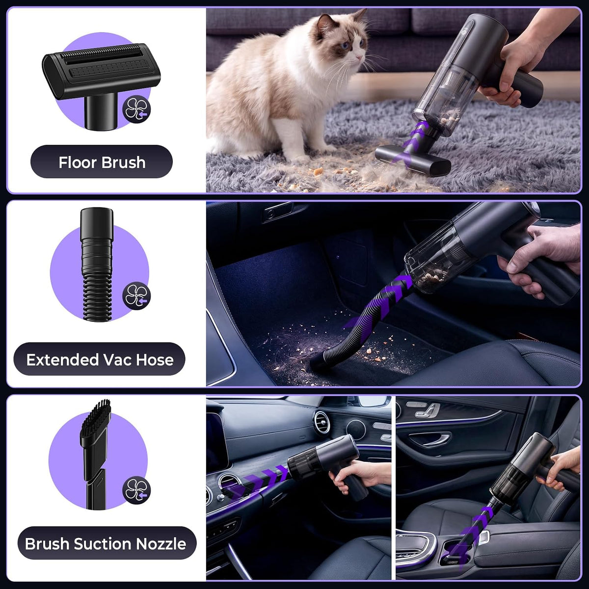 Car Vacuum Portable Cordless, Handheld Vacuum Cleaner Mini Small