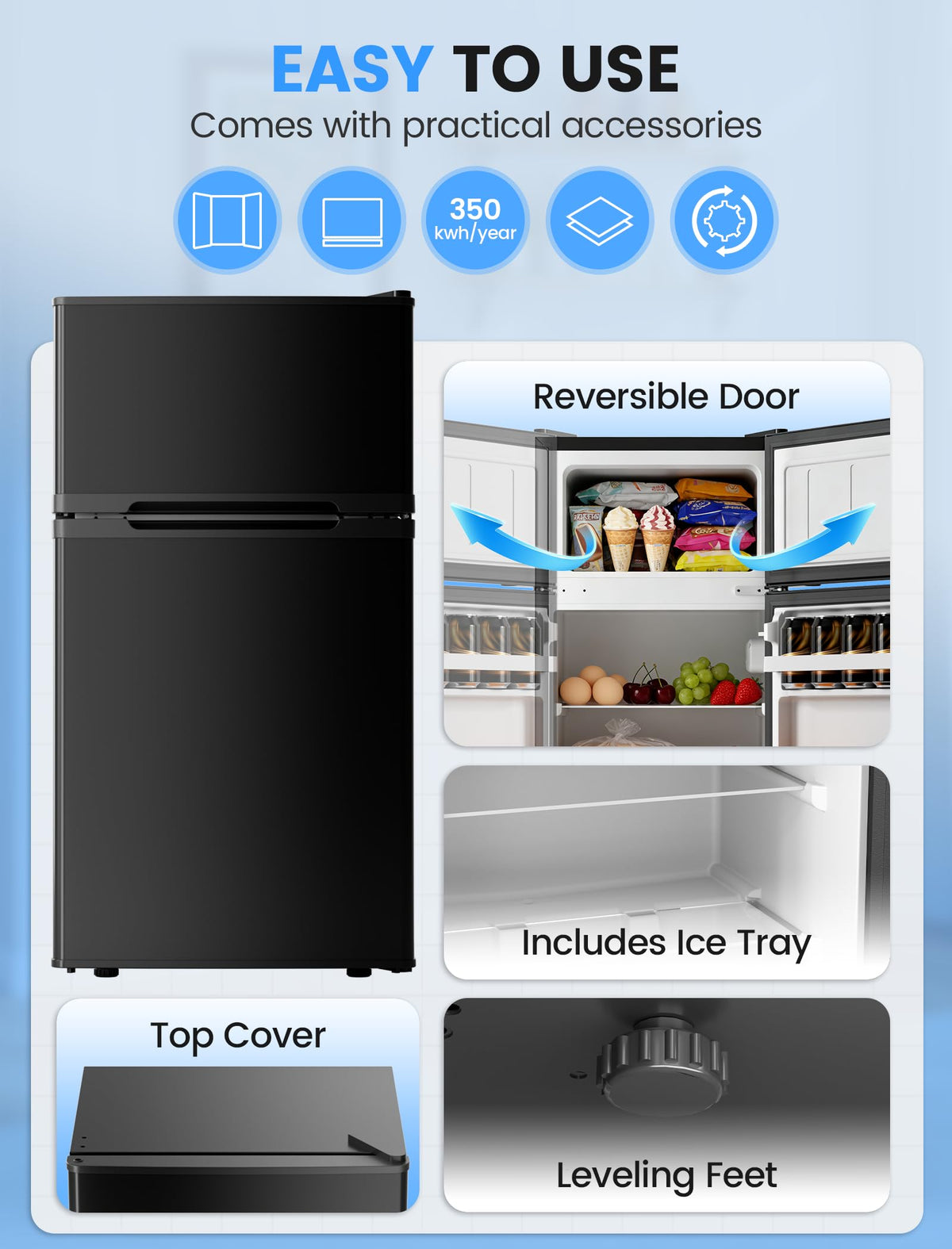 COWSAR 4.5 Cu.Ft Mini Fridge With Freezer for Bedroom Office, Black