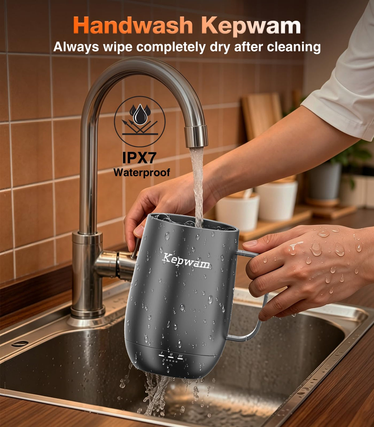 Kepwam Self-Heating Coffee Mug T2, 16oz Electric Heated Mug Hot Up to 149℉