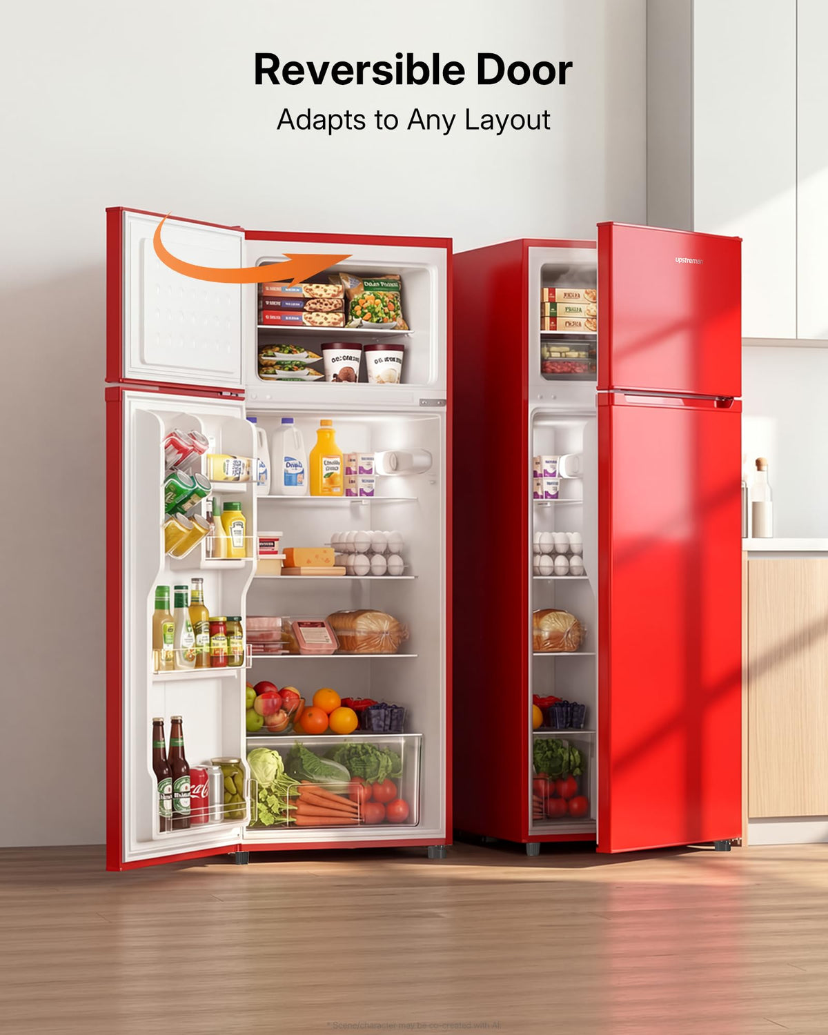 Upstreman 7.7 Cu.Ft. Refrigerator with Freezer Double Door Fridge