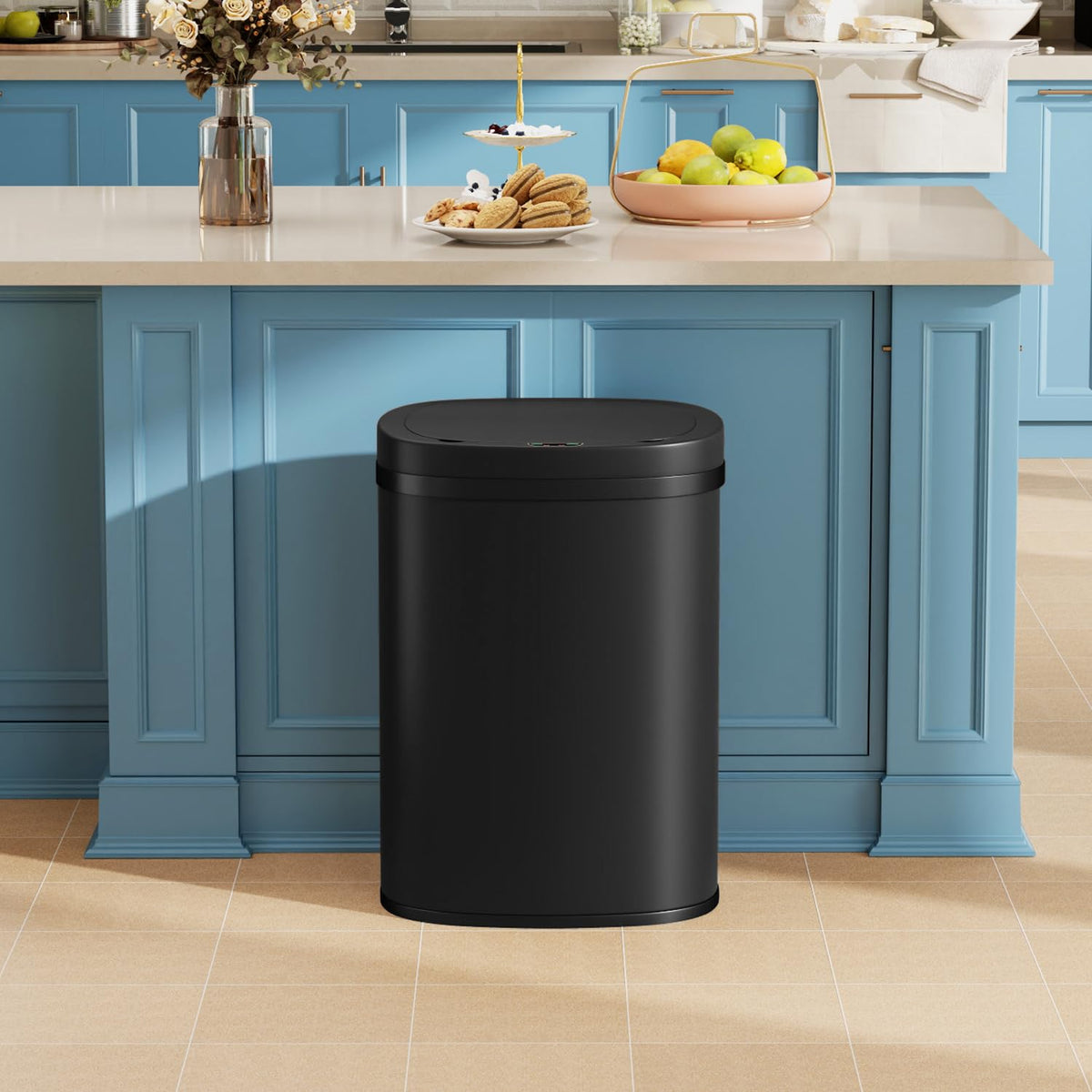 BestOffice | 13 Gallon Stainless Steel Trash Can with Lid | Steel